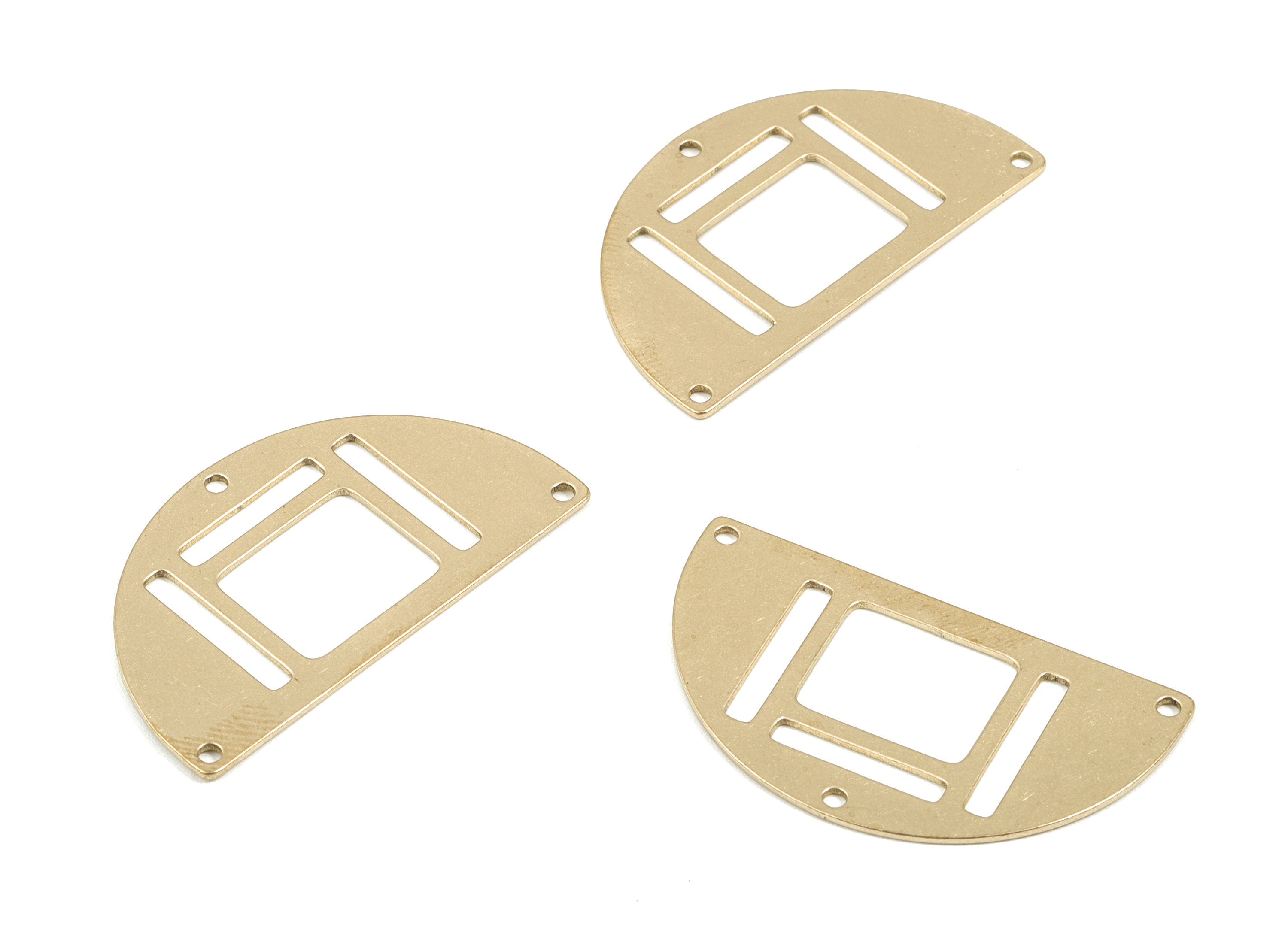 Brass Half Moon Earring Connector - Raw Brass Semi Circle Geometric Charms - 3 Holes - Jewelry Supplies - 34.96x19.97x0.7mm - PPM1920 - DOMEDBAZAAR
