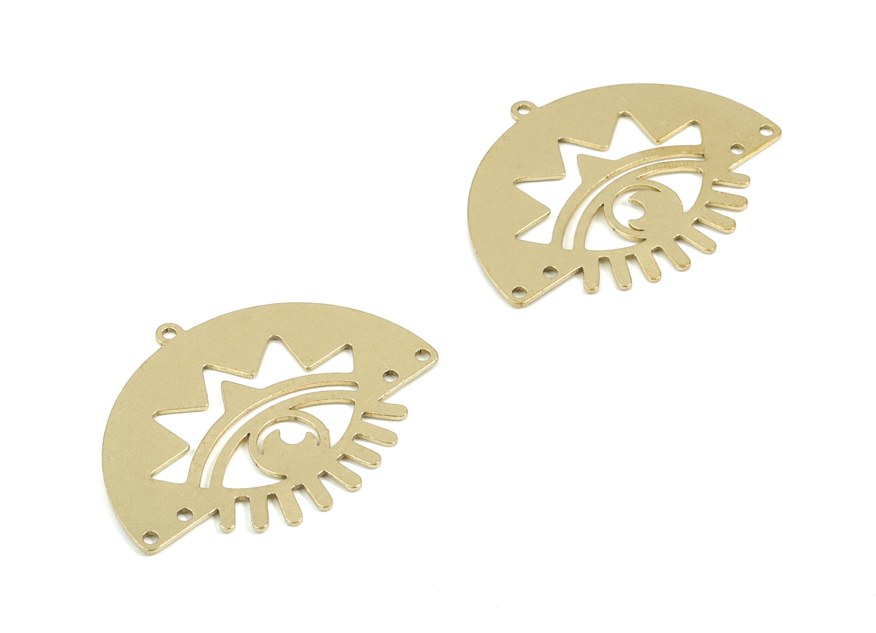 Brass Half Moon Eye Connector - Raw Brass Crown Crescent Earring - 5 Hole - Earring Findings - Jewelry Supplies - 39.9x30.4x0.75mm - PPM1935 - DOMEDBAZAAR