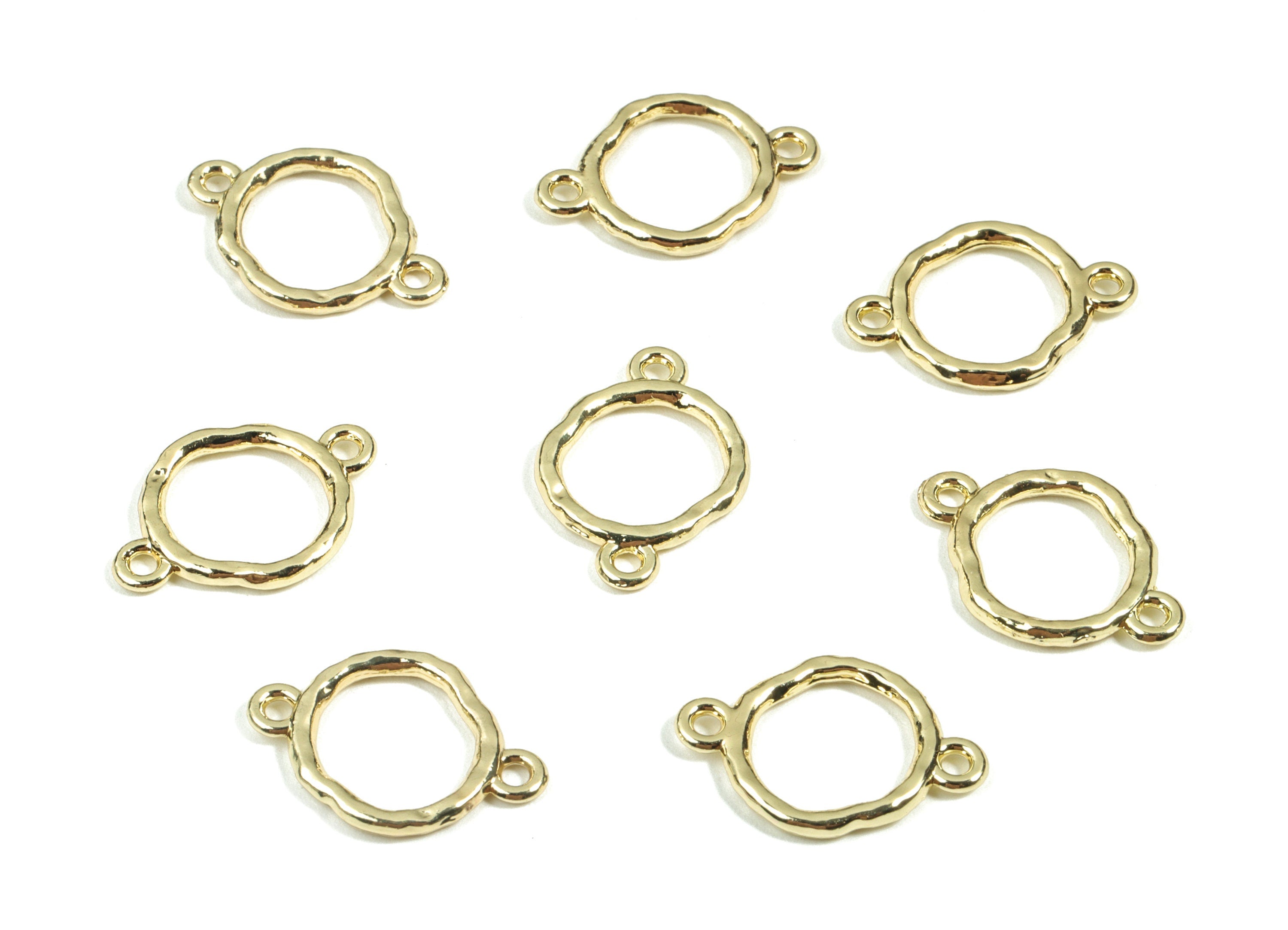 Alloy Circle Earring Connector - KC Gold Round Bracelet Connector - KC Gold Plating - 2 Hole - Jewelry Supplies - 16.9x11.72x1.61mm - ZZ1695 - DOMEDBAZAAR