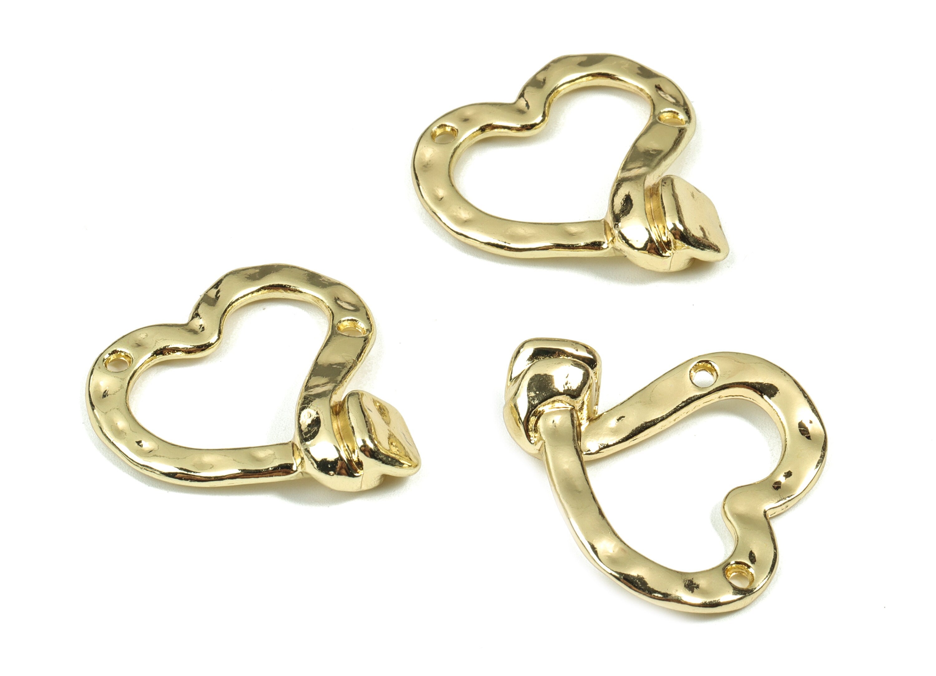 Alloy Heart Earring Charms - Gold Heart Pendant - KC Gold Plating - Earring Findings - Jewelry Supplies - 29.82x26.18x2mm - ZZ1698 - DOMEDBAZAAR