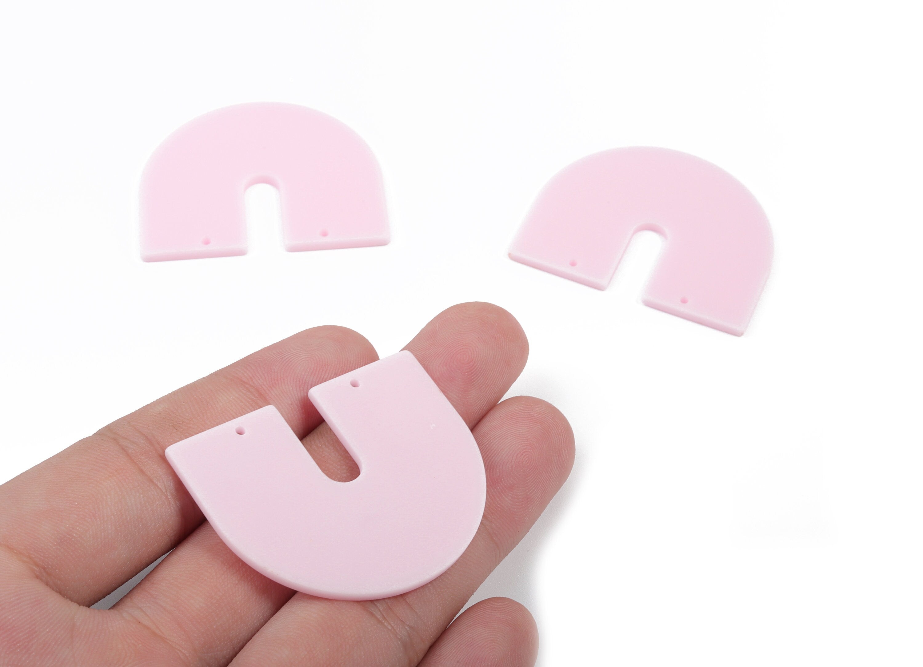 Acrylic Geometric Earring Connector - Matte U Acrylic Charms - Jewelry Supplies - 2 Holes - Color Code:A473 - 43.5x36.06x2.1mm - AC1884A - DOMEDBAZAAR