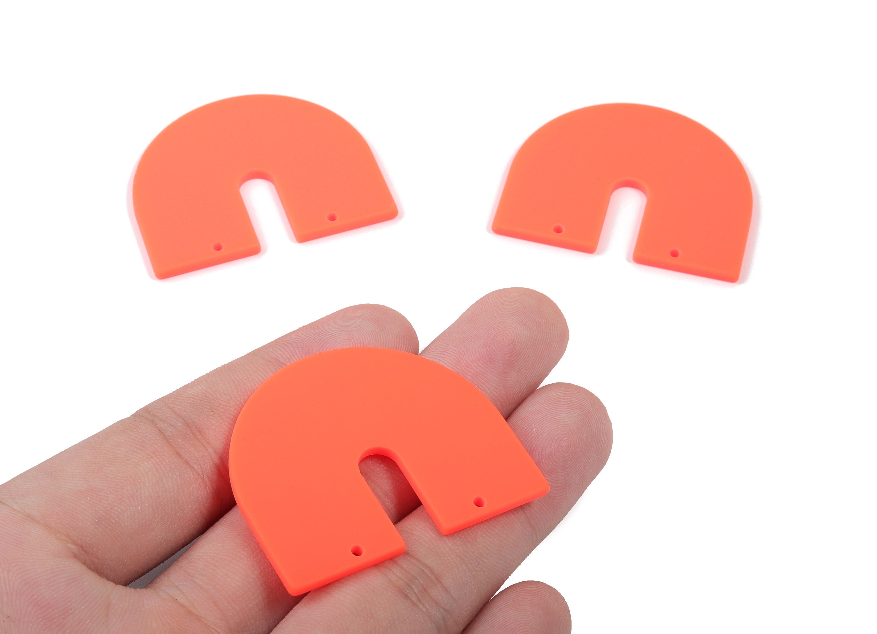 Acrylic Geometric Earring Connector - Matte U Acrylic Charms - Jewelry Supplies - 2 Holes - Color Code:A466 - 43.5x36.06x2.1mm - AC1884B - DOMEDBAZAAR