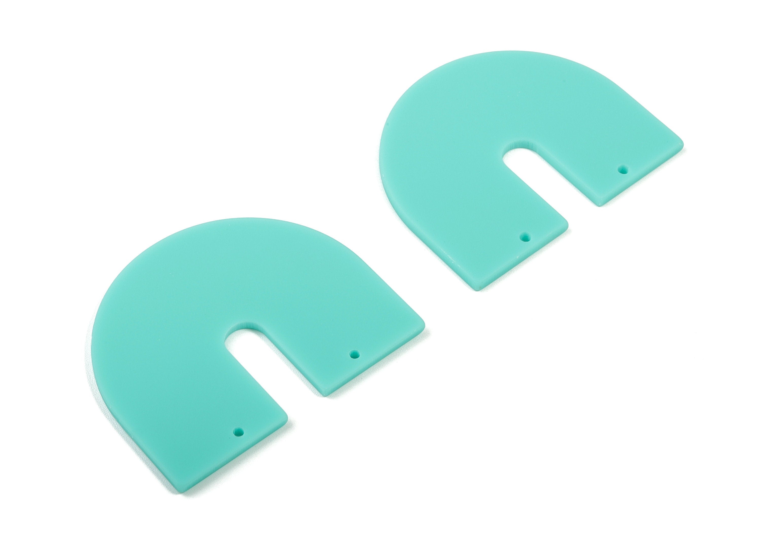 Acrylic Geometric Earring Connector - Matte U Acrylic Charms - Jewelry Supplies - 2 Holes - Color Code:A467 - 43.5x36.06x2.1mm - AC1884C - DOMEDBAZAAR