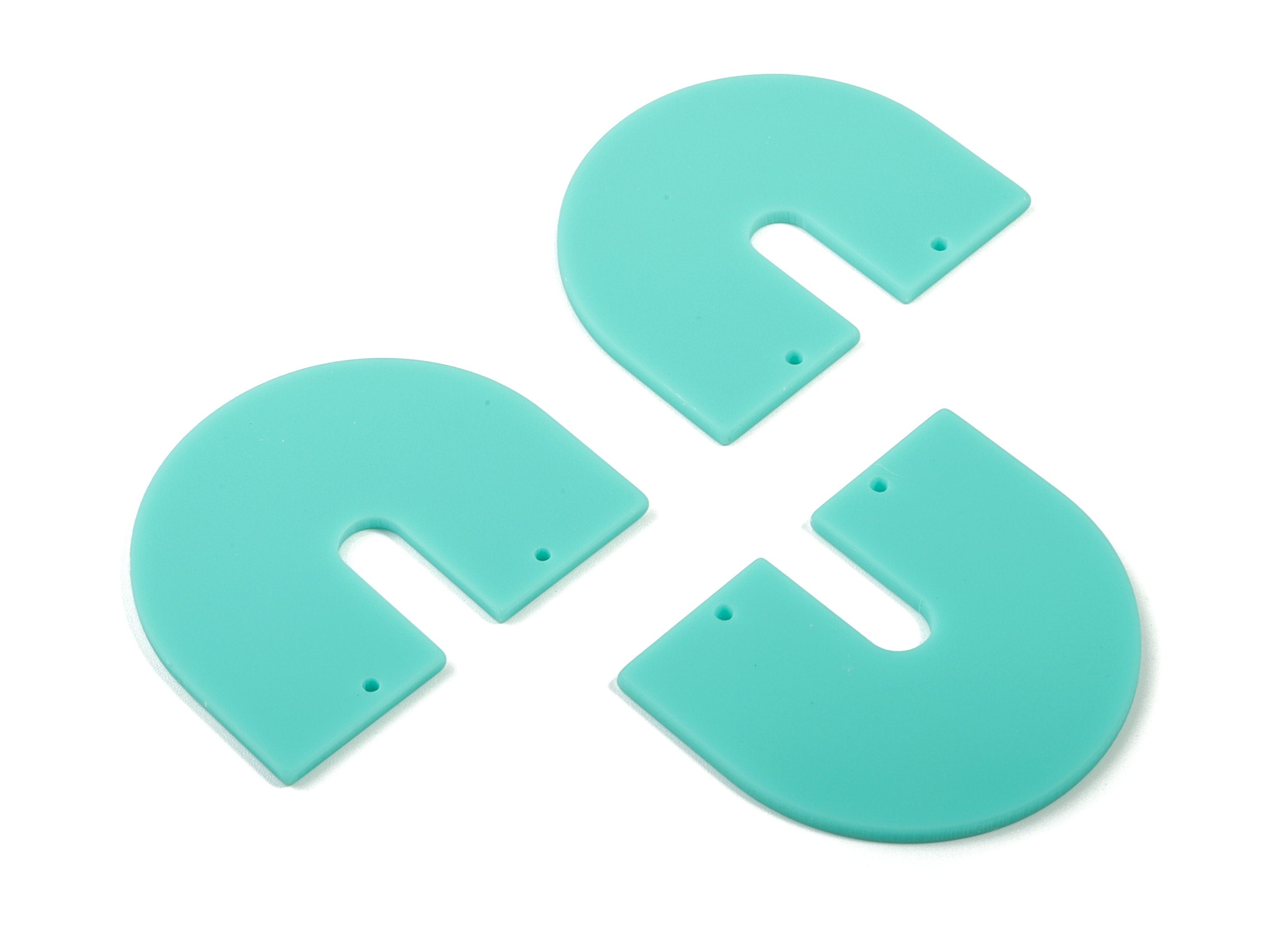 Acrylic Geometric Earring Connector - Matte U Acrylic Charms - Jewelry Supplies - 2 Holes - Color Code:A467 - 43.5x36.06x2.1mm - AC1884C - DOMEDBAZAAR