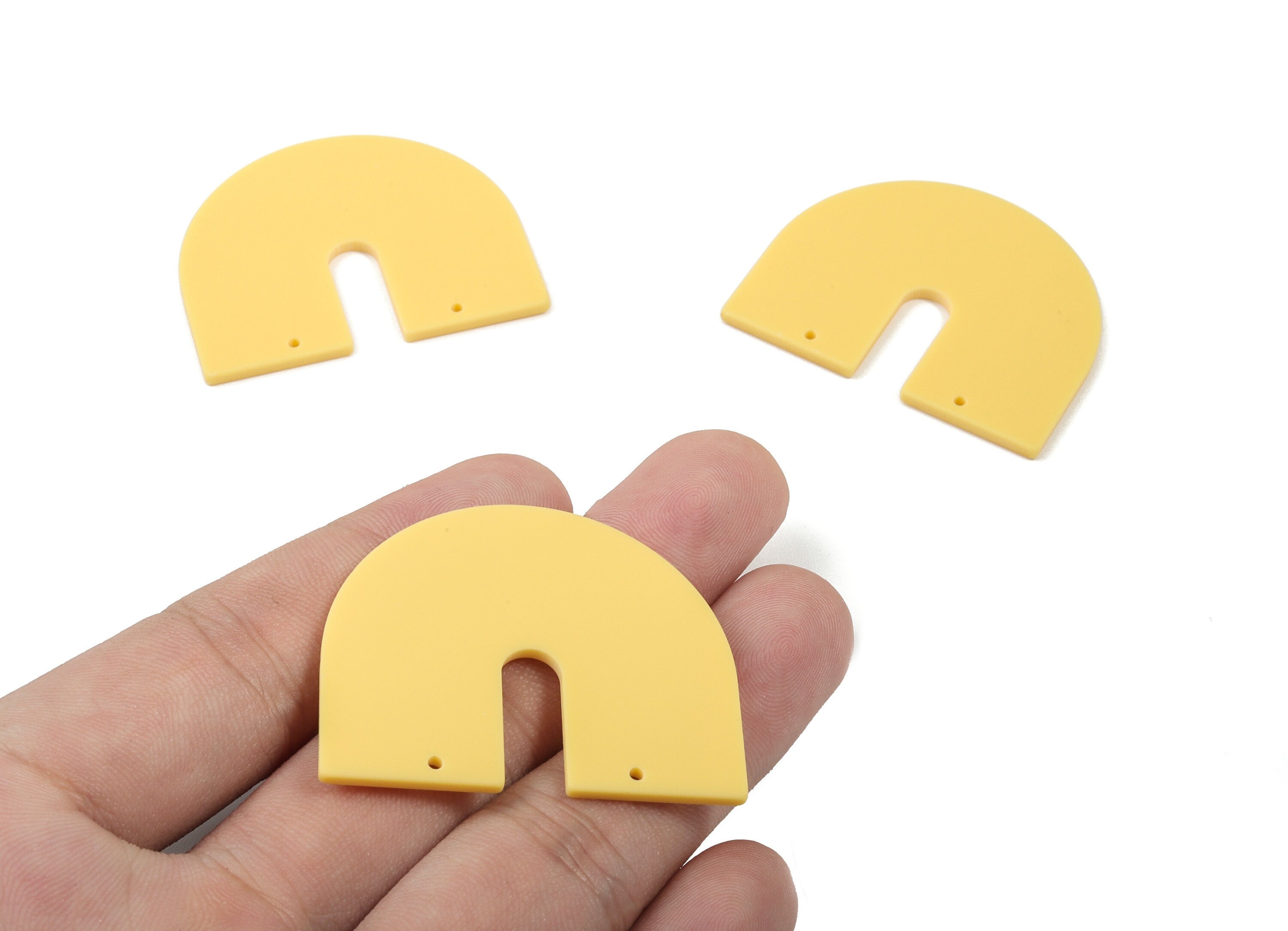 Acrylic Geometric Earring Connector - Matte U Acrylic Charms - Jewelry Supplies - 2 Holes - Color Code:A474 - 43.5x36.06x2.1mm - AC1884E - DOMEDBAZAAR