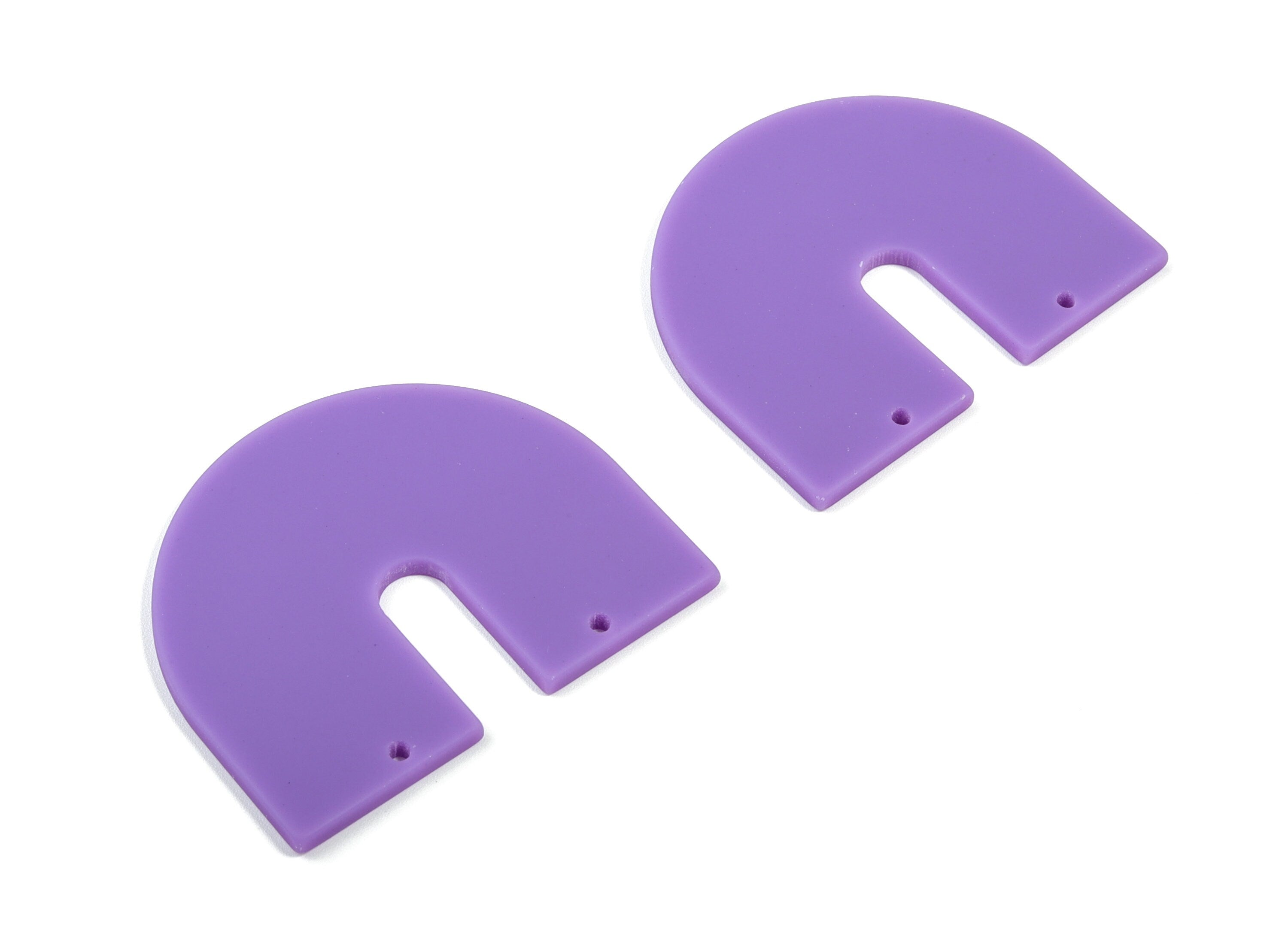 Acrylic Geometric Earring Connector - Matte U Acrylic Charms - Jewelry Supplies - 2 Holes - Color Code:A475 - 43.5x36.06x2.1mm - AC1884F - DOMEDBAZAAR