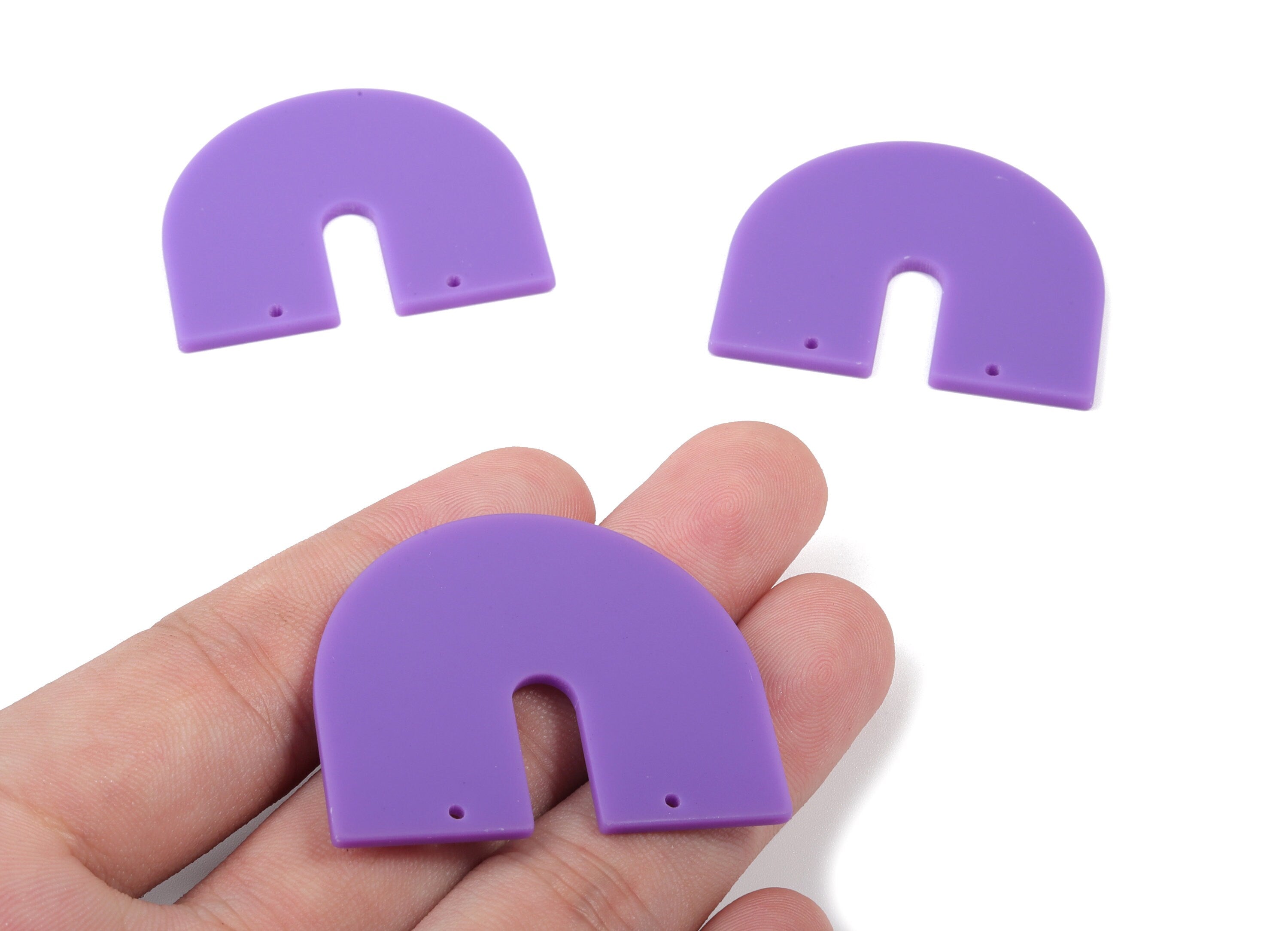 Acrylic Geometric Earring Connector - Matte U Acrylic Charms - Jewelry Supplies - 2 Holes - Color Code:A475 - 43.5x36.06x2.1mm - AC1884F - DOMEDBAZAAR