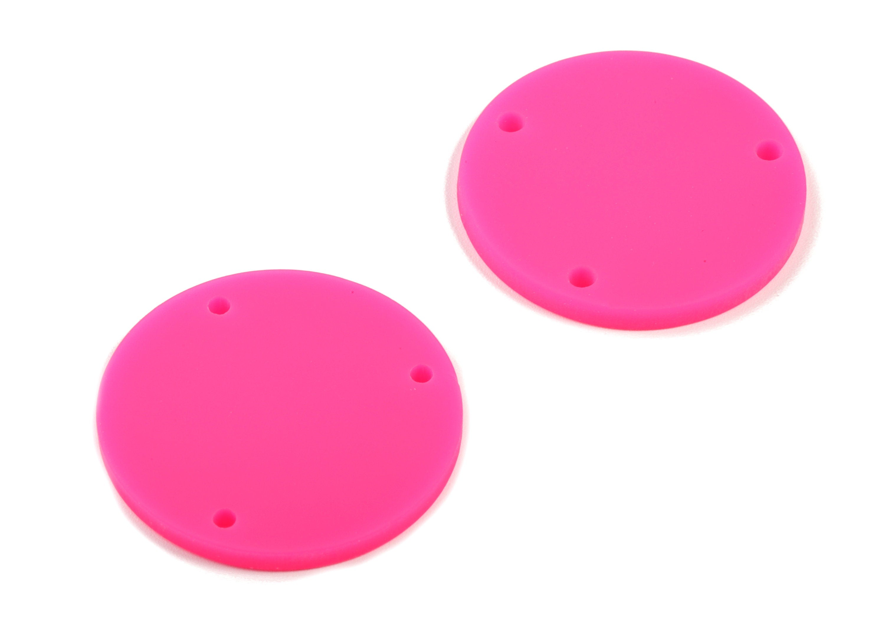 Acrylic Round Earring Connector - Matte Circle Earring Charms - Jewelry Supplies - 3 Holes - Color Code:A472 - 25.77x25.77x2.29mm - AC1887A - DOMEDBAZAAR