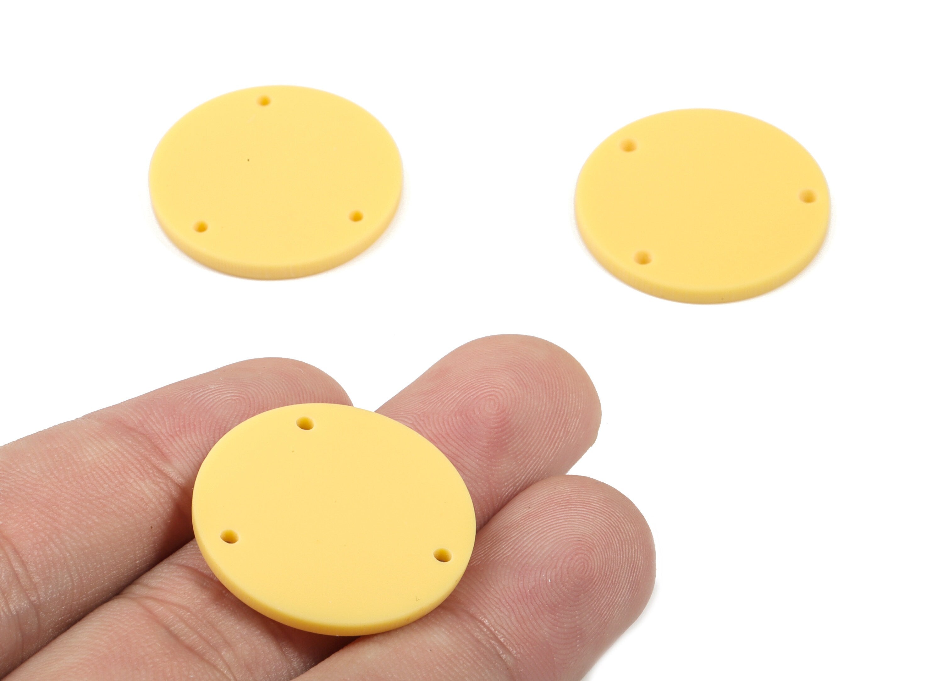 Acrylic Round Earring Connector - Matte Circle Earring Charms - Jewelry Supplies - 3 Holes - Color Code:A474 - 25.77x25.77x2.29mm - AC1887B - DOMEDBAZAAR