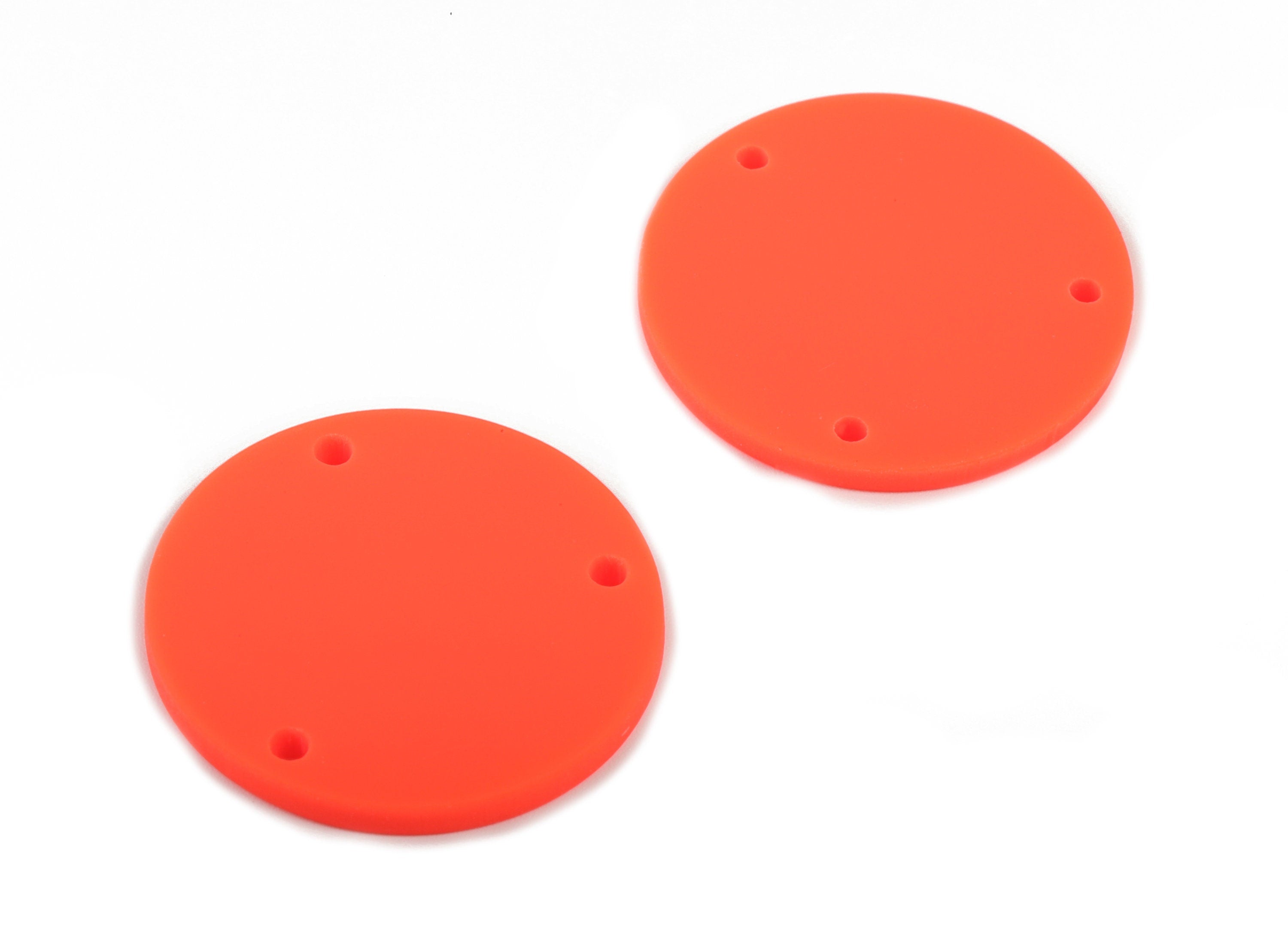 Acrylic Round Earring Connector - Matte Circle Earring Charms - Jewelry Supplies - 3 Holes - Color Code:A466 - 25.77x25.77x2.29mm - AC1887C - DOMEDBAZAAR
