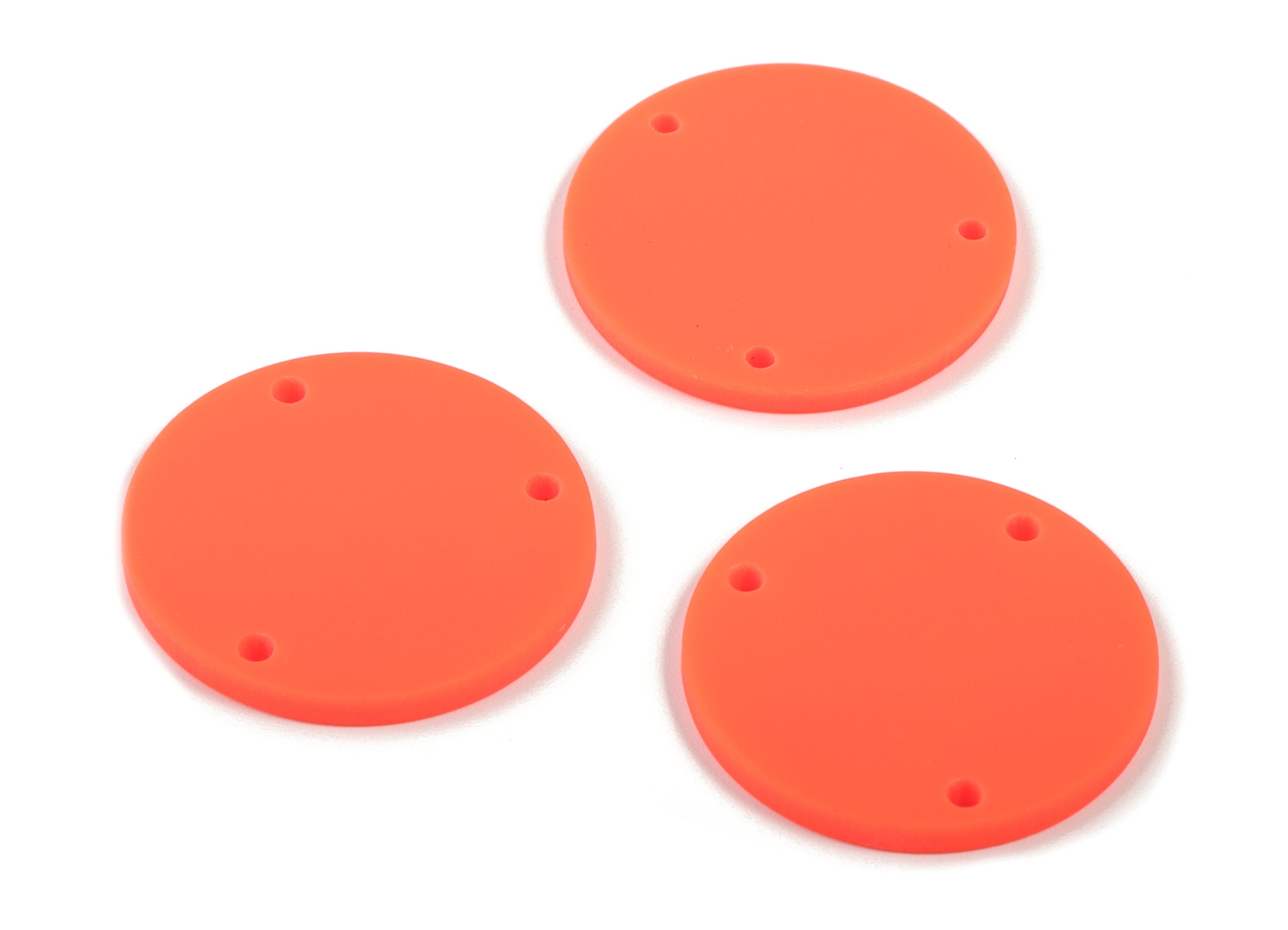 Acrylic Round Earring Connector - Matte Circle Earring Charms - Jewelry Supplies - 3 Holes - Color Code:A466 - 25.77x25.77x2.29mm - AC1887C - DOMEDBAZAAR