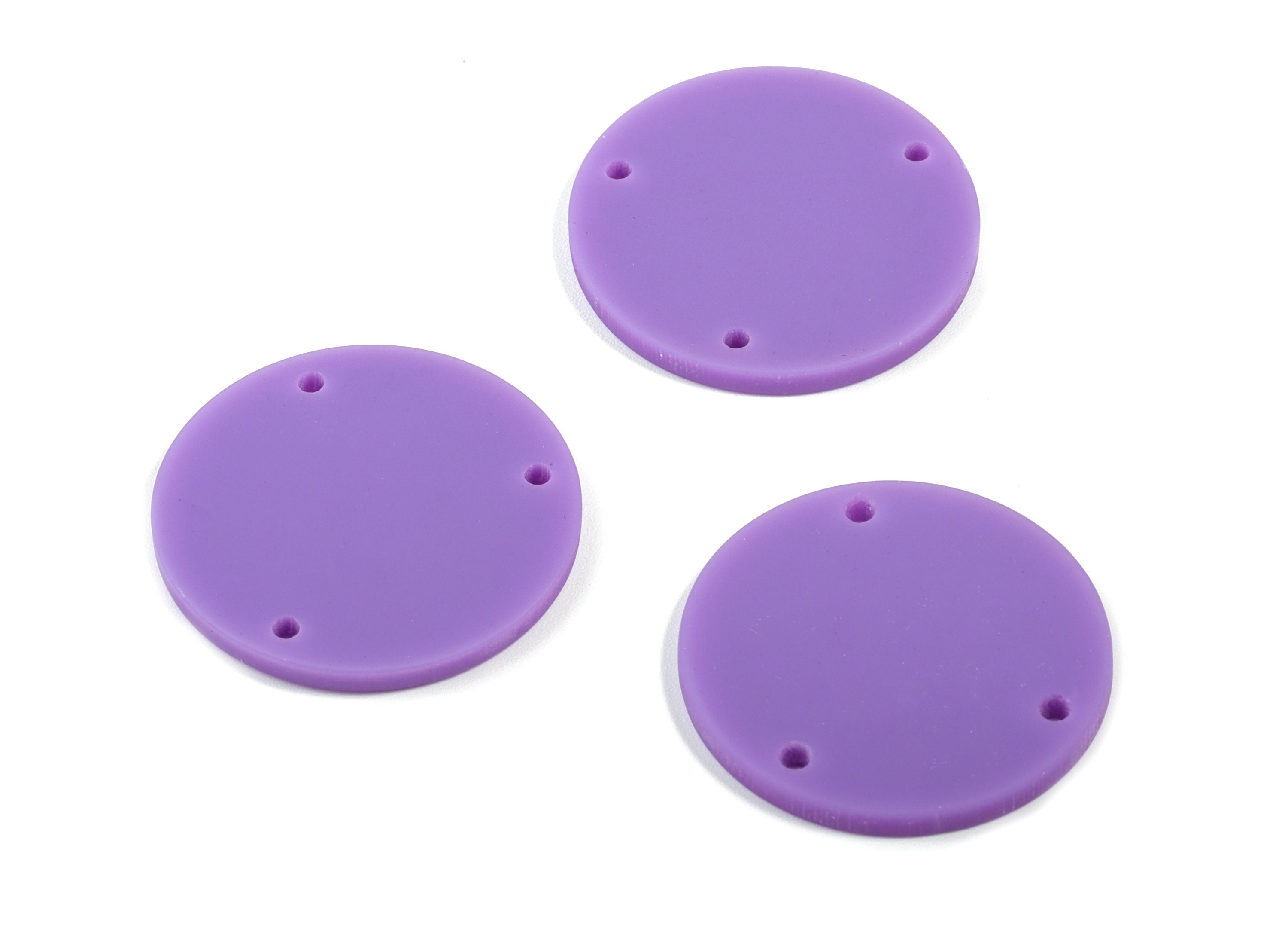 Acrylic Round Earring Connector - Matte Circle Earring Charms - Jewelry Supplies - 3 Holes - Color Code:A475 - 25.77x25.77x2.29mm - AC1887F - DOMEDBAZAAR