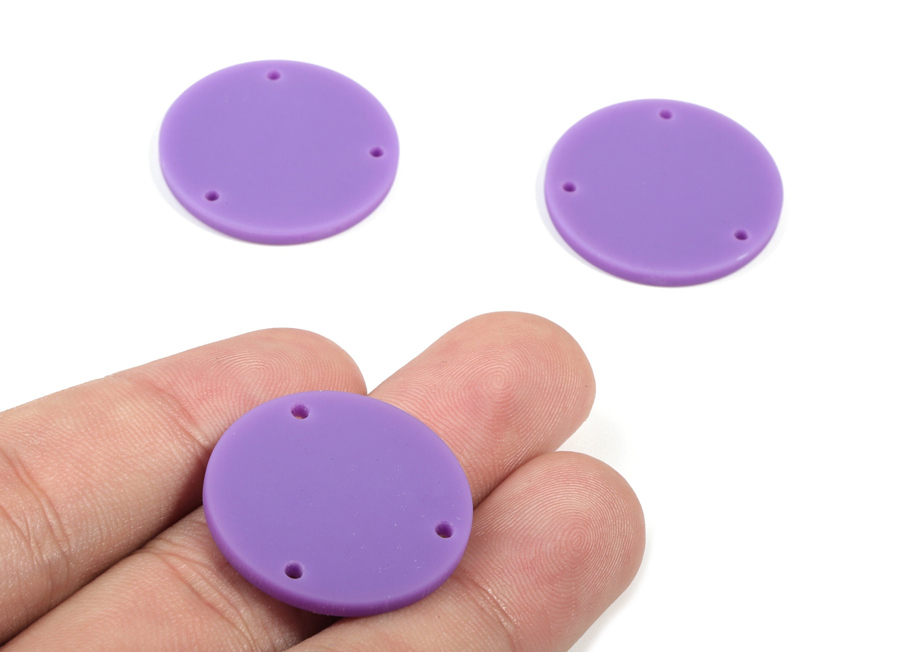 Acrylic Round Earring Connector - Matte Circle Earring Charms - Jewelry Supplies - 3 Holes - Color Code:A475 - 25.77x25.77x2.29mm - AC1887F - DOMEDBAZAAR