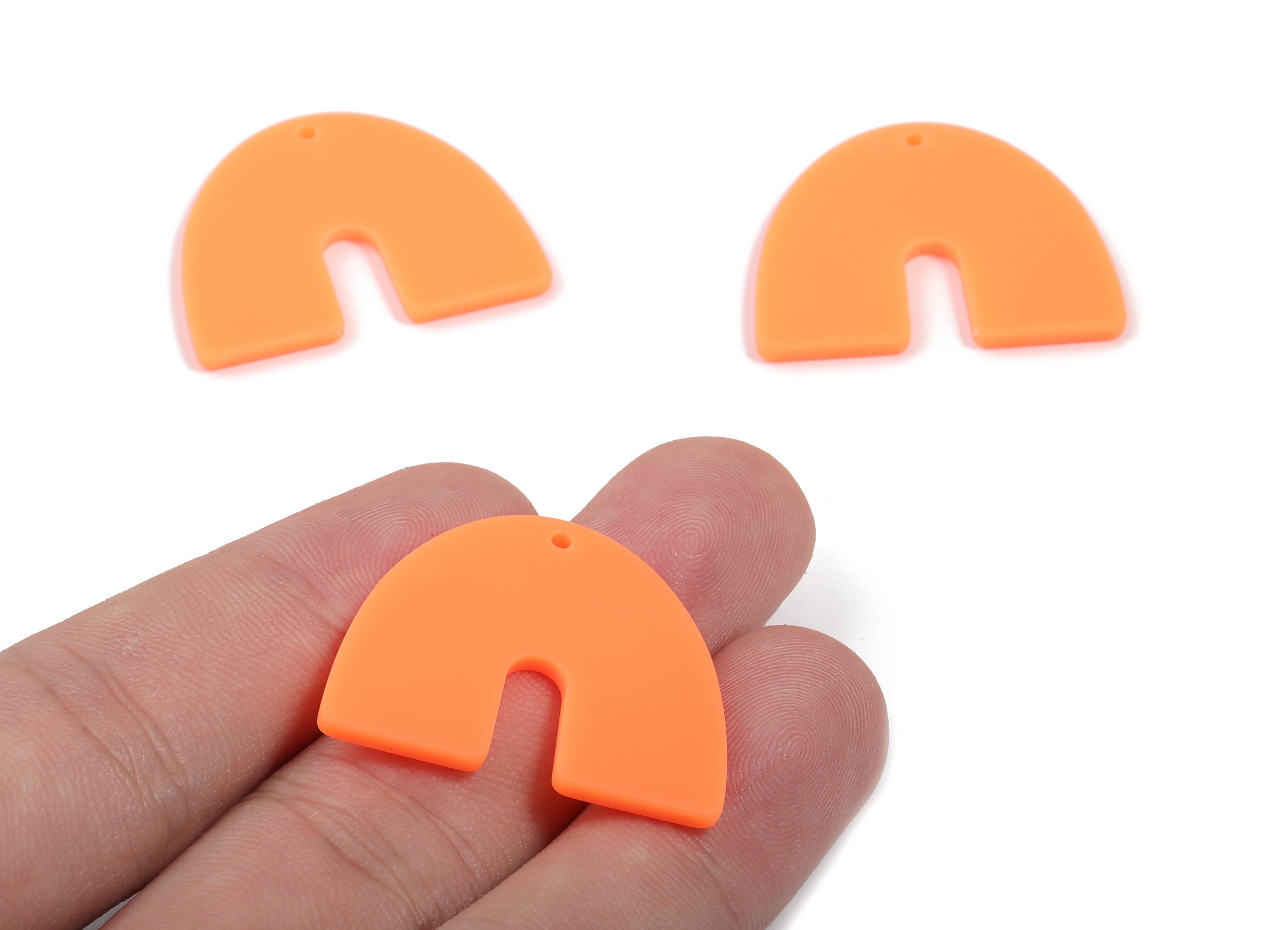 Acrylic U Earring Charms - Matte Mini Geometric Earring - Jewelry Supplies - 3 Holes - Color Code:A466 - 30.96x24.62x2.19mm - AC1894A - DOMEDBAZAAR