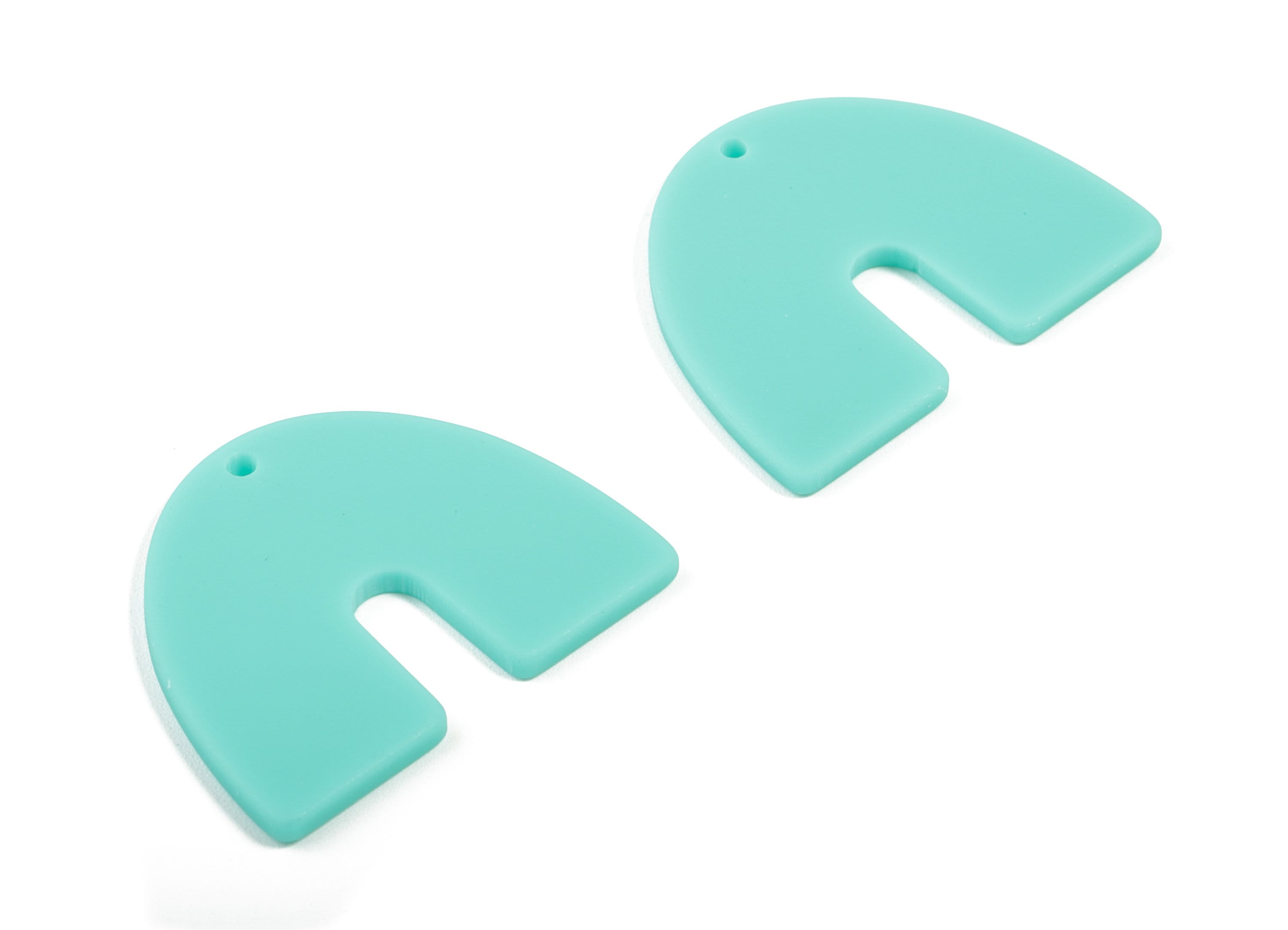 Acrylic U Earring Charms - Matte Mini Geometric Earring - Jewelry Supplies - 3 Holes - Color Code:A467 - 30.96x24.62x2.19mm - AC1894B - DOMEDBAZAAR