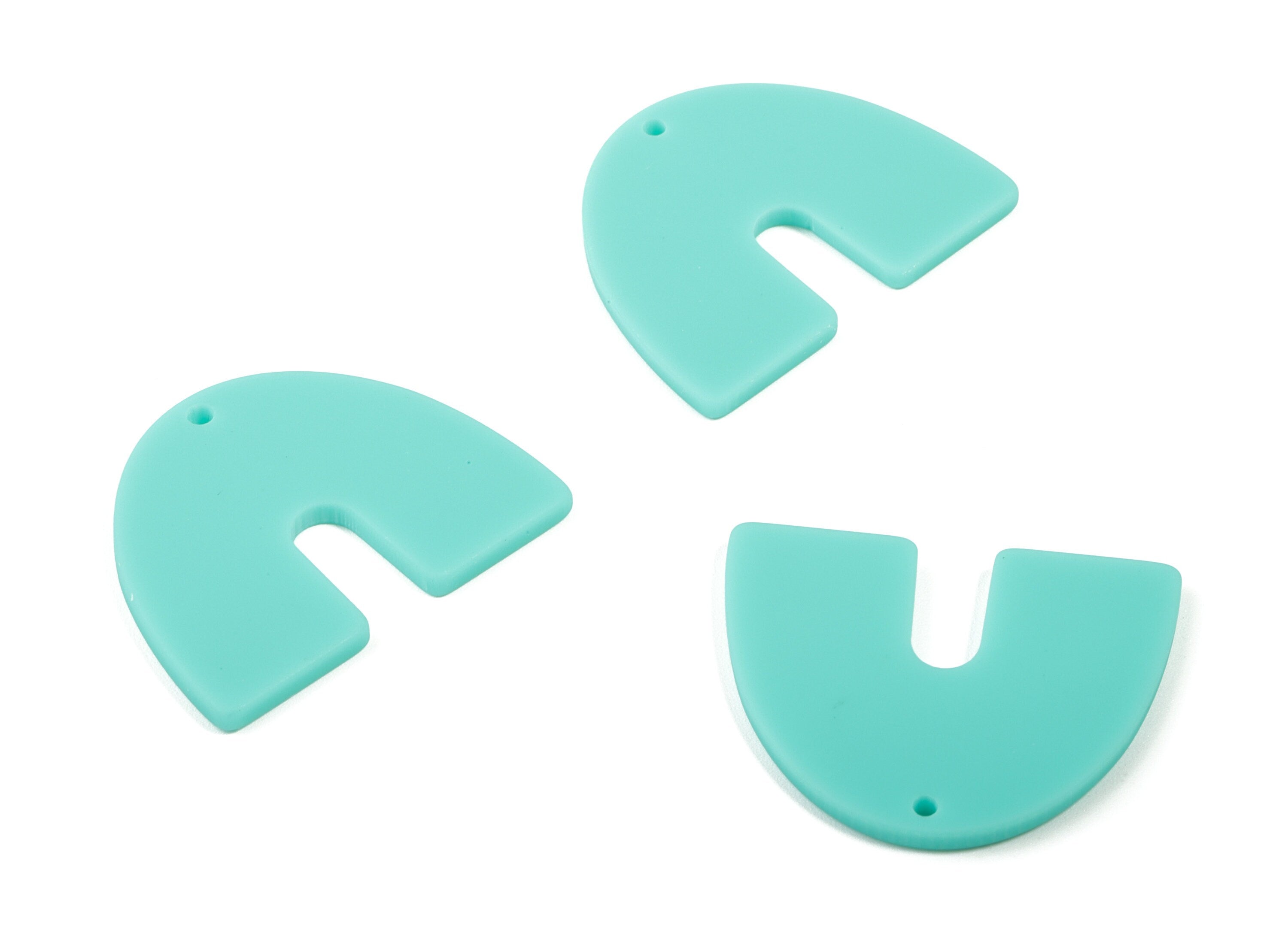 Acrylic U Earring Charms - Matte Mini Geometric Earring - Jewelry Supplies - 3 Holes - Color Code:A467 - 30.96x24.62x2.19mm - AC1894B - DOMEDBAZAAR