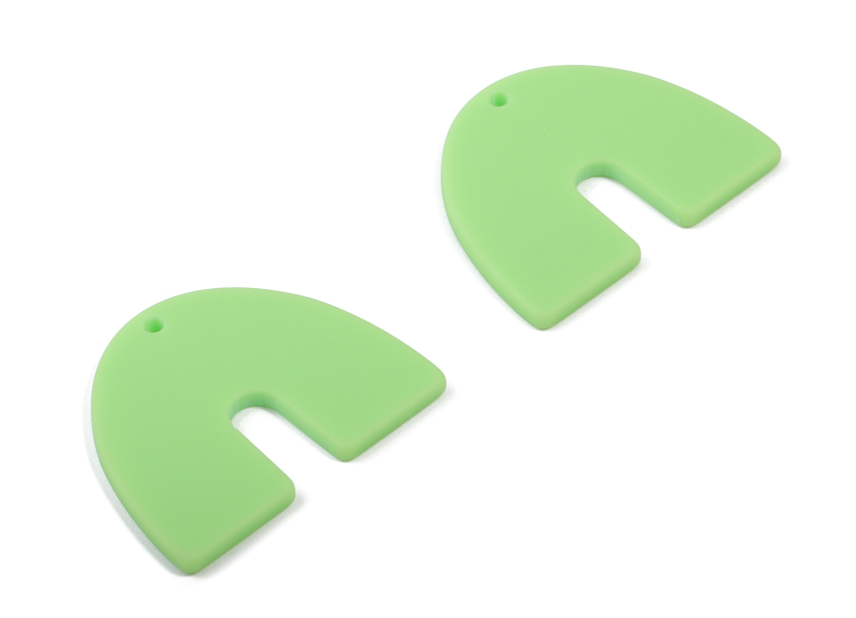 Acrylic U Earring Charms - Matte Mini Geometric Earring - Jewelry Supplies - 3 Holes - Color Code:A469 - 30.96x24.62x2.19mm - AC1894D - DOMEDBAZAAR