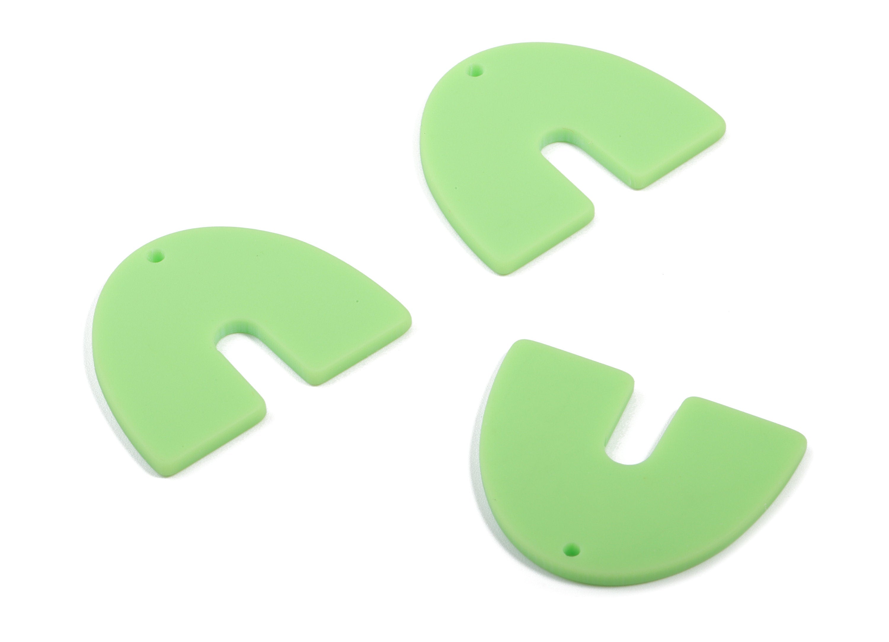 Acrylic U Earring Charms - Matte Mini Geometric Earring - Jewelry Supplies - 3 Holes - Color Code:A469 - 30.96x24.62x2.19mm - AC1894D - DOMEDBAZAAR