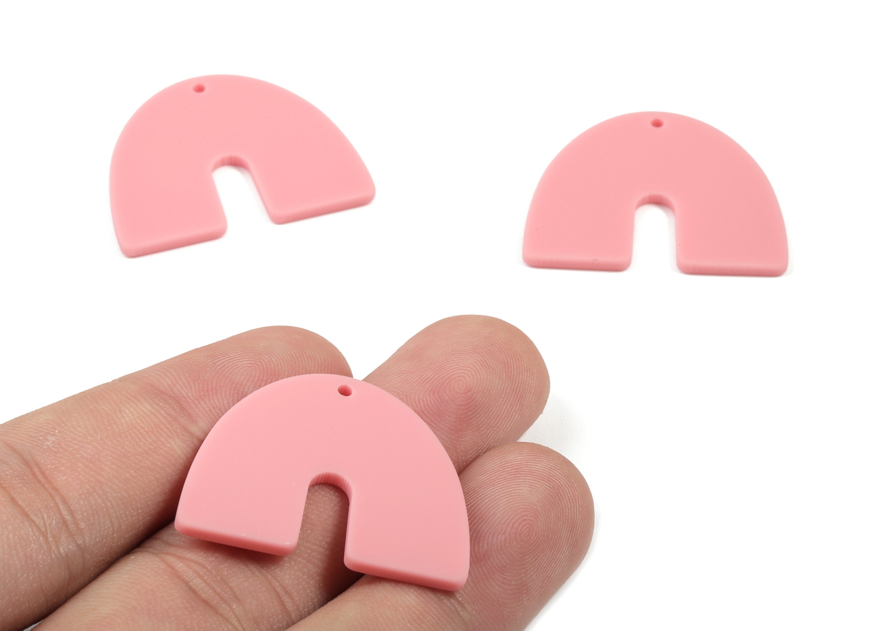 Acrylic U Earring Charms - Matte Mini Geometric Earring - Jewelry Supplies - Color Code:A471 - 30.96x24.62x2.19mm - AC1894F - DOMEDBAZAAR