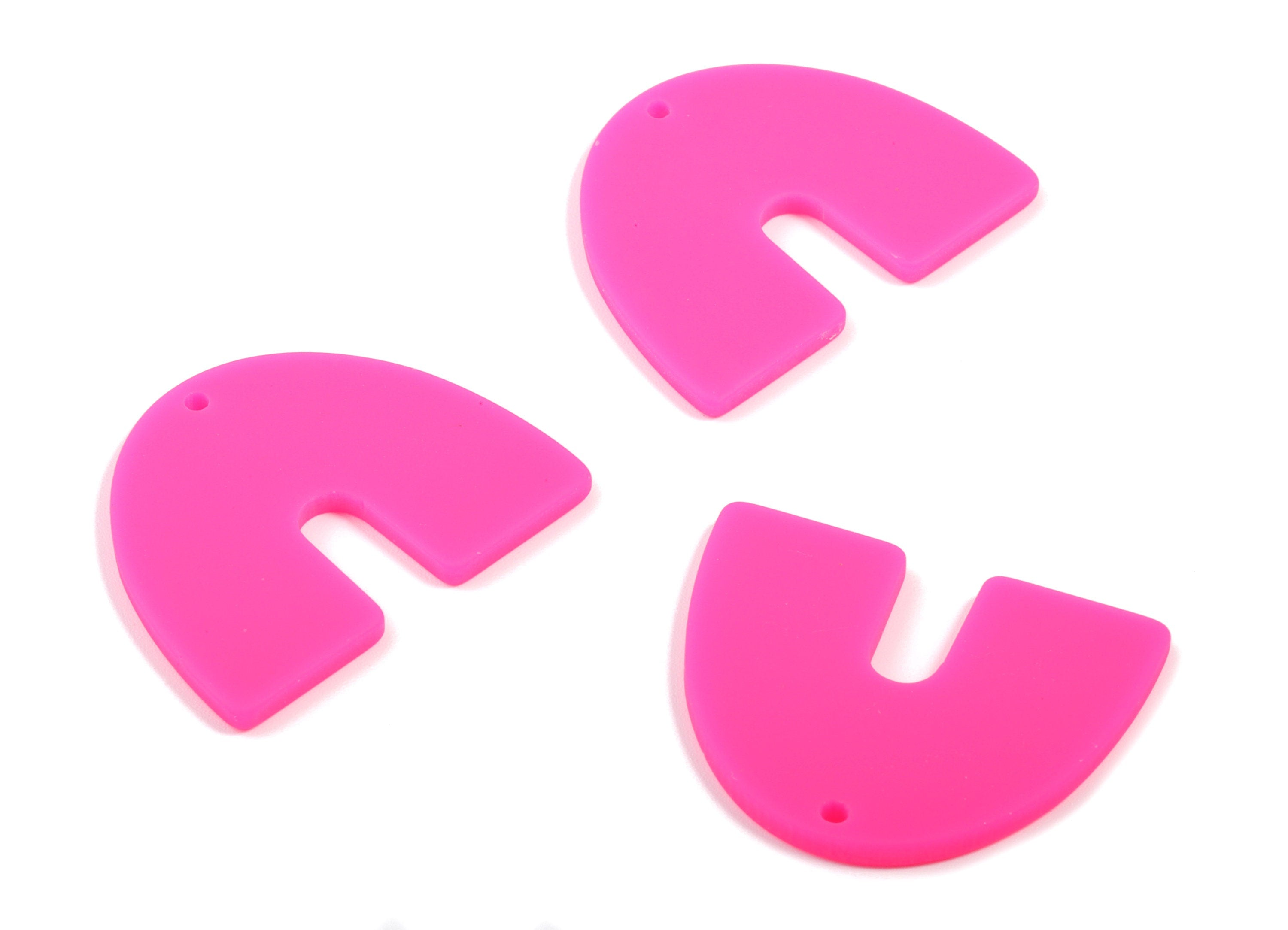 Acrylic U Earring Charms - Matte Mini Geometric Earring - Jewelry Supplies - 3 Holes - Color Code:A472 - 30.96x24.62x2.19mm - AC1894G - DOMEDBAZAAR