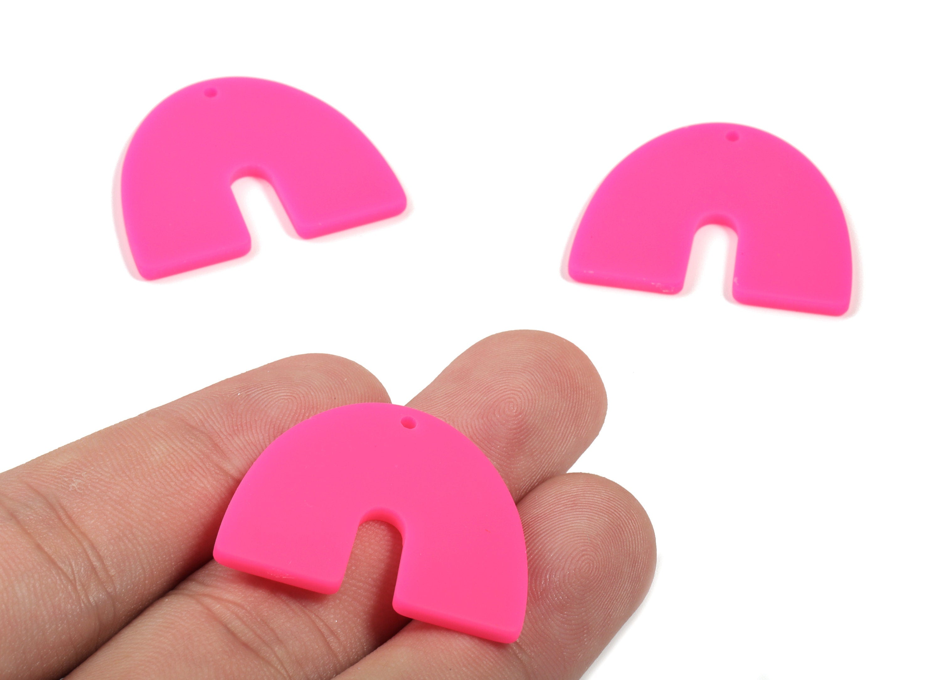 Acrylic U Earring Charms - Matte Mini Geometric Earring - Jewelry Supplies - 3 Holes - Color Code:A472 - 30.96x24.62x2.19mm - AC1894G - DOMEDBAZAAR