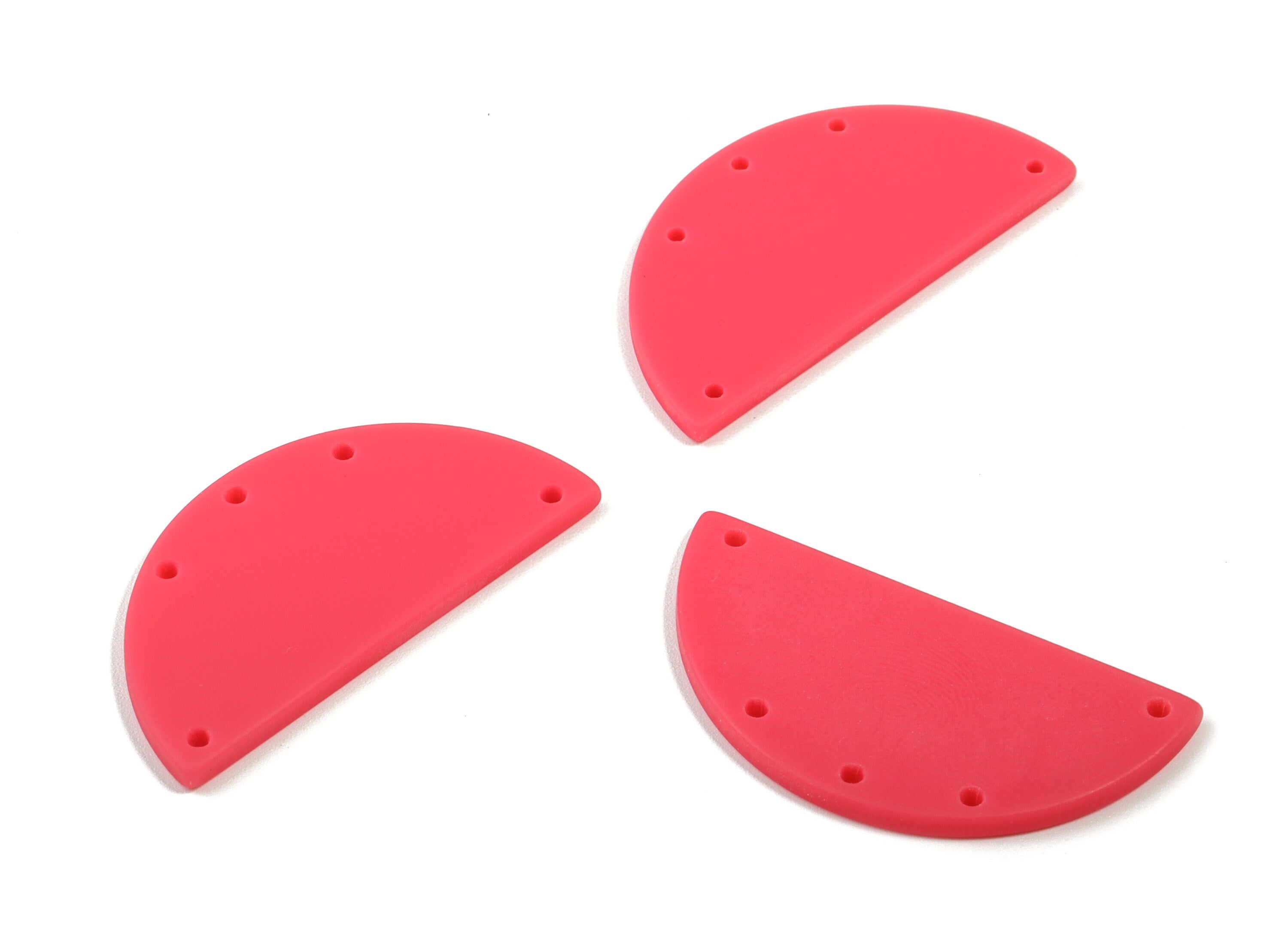 Acrylic Semi Circle Earring Connector - Matte Half Moon Charms - 5 Holes - Jewelry Supplies - Color Code:A477 - 37.55x18.7x2.21mm - AC1879A - DOMEDBAZAAR