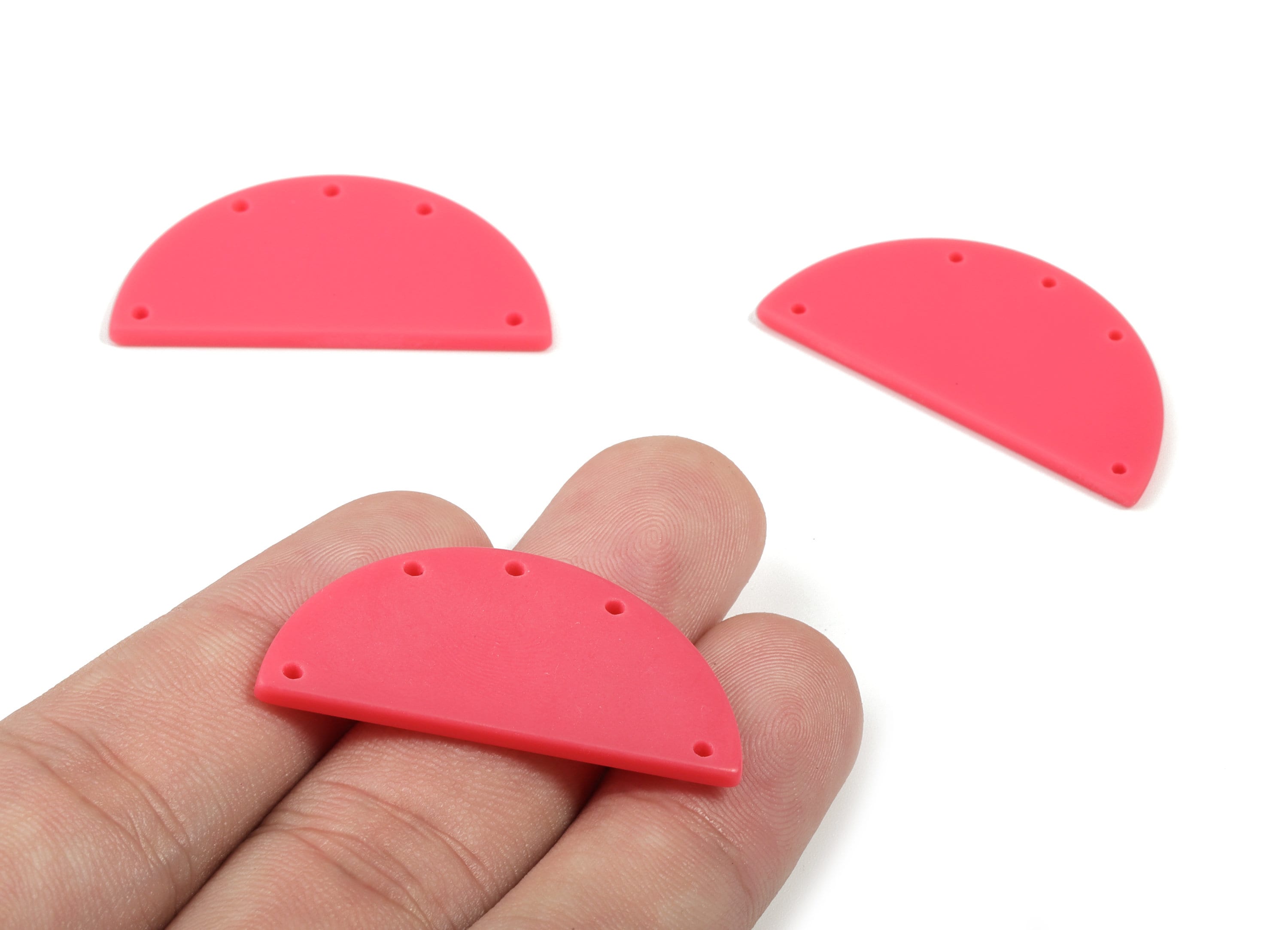 Acrylic Semi Circle Earring Connector - Matte Half Moon Charms - 5 Holes - Jewelry Supplies - Color Code:A477 - 37.55x18.7x2.21mm - AC1879A - DOMEDBAZAAR