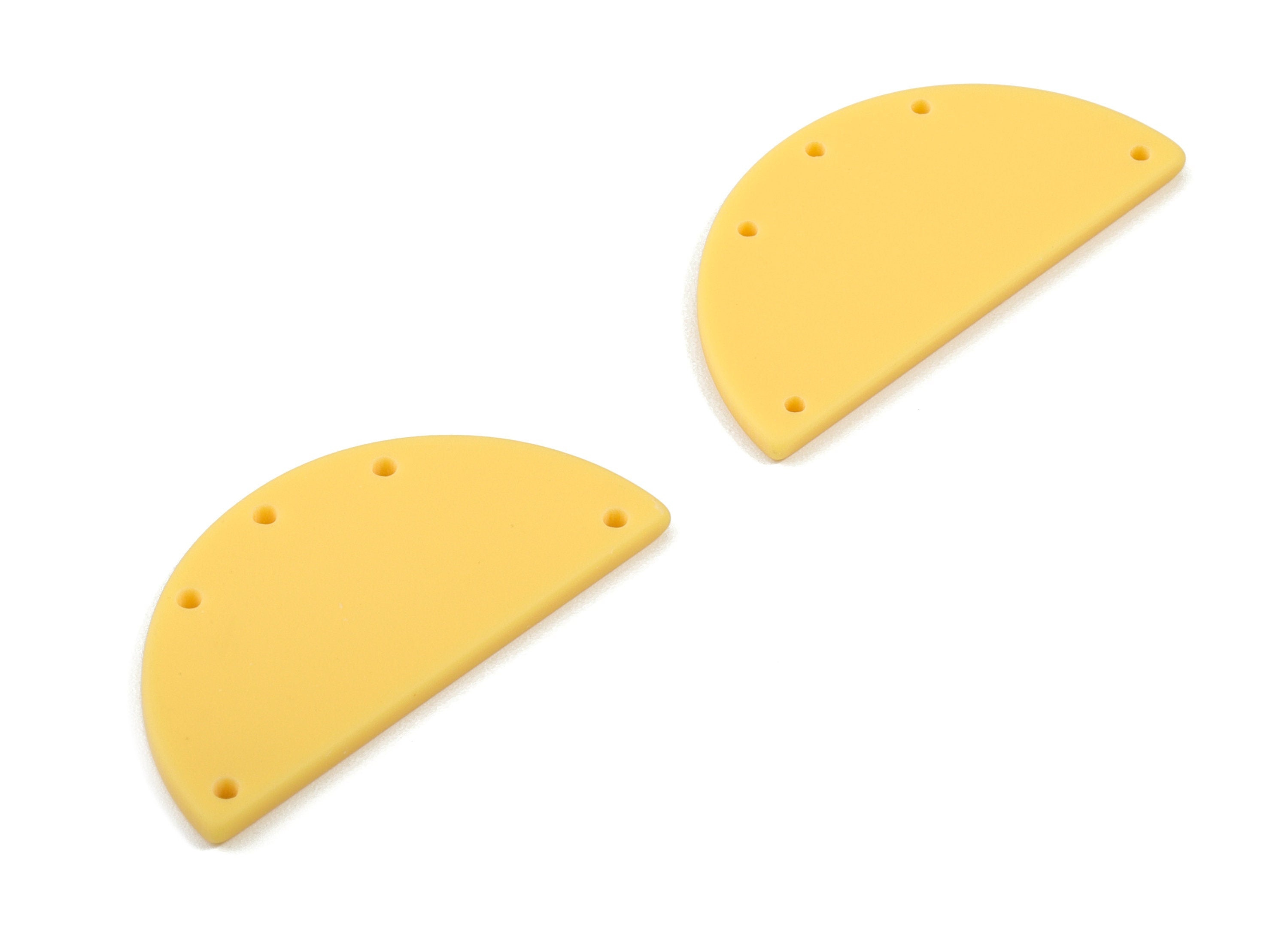 Acrylic Semi Circle Earring Connector - Matte Half Moon Charms - 5 Holes - Jewelry Supplies - Color Code:A474 - 37.55x18.7x2.21mm - AC1879C - DOMEDBAZAAR