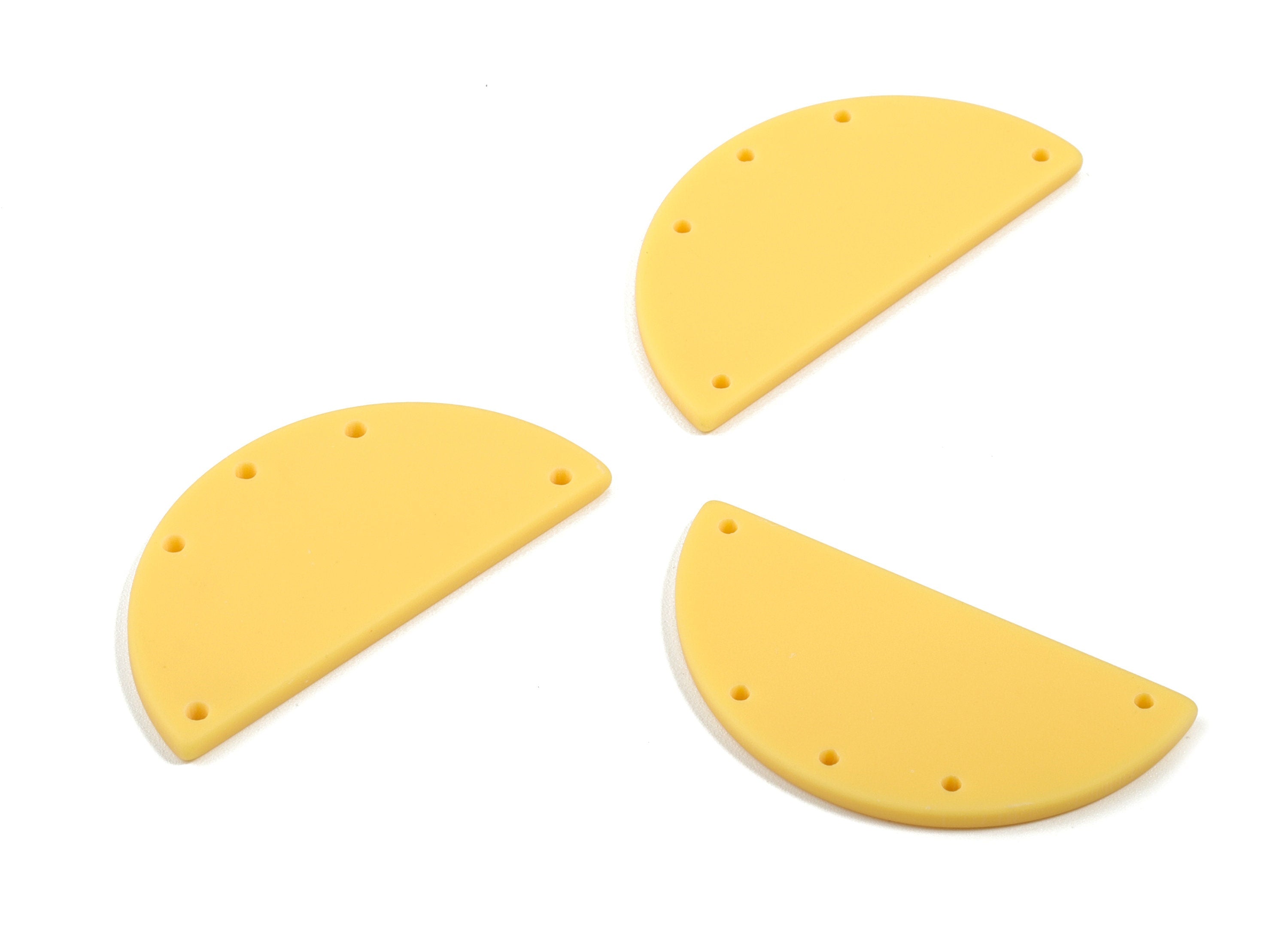 Acrylic Semi Circle Earring Connector - Matte Half Moon Charms - 5 Holes - Jewelry Supplies - Color Code:A474 - 37.55x18.7x2.21mm - AC1879C - DOMEDBAZAAR