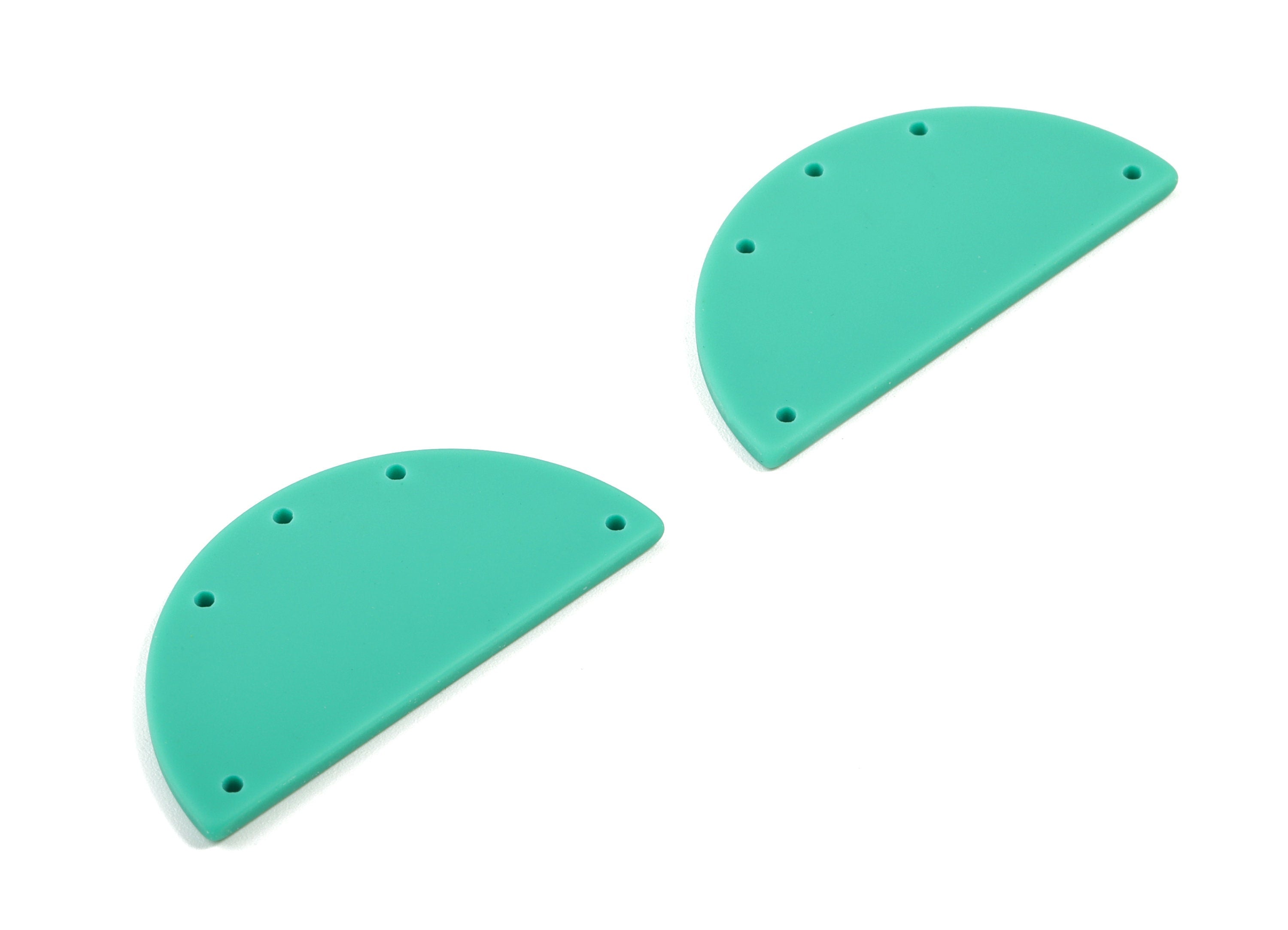 Acrylic Semi Circle Earring Connector - Matte Half Moon Charms - 5 Holes - Jewelry Supplies - Color Code:A478 - 37.55x18.7x2.21mm - AC1879D - DOMEDBAZAAR