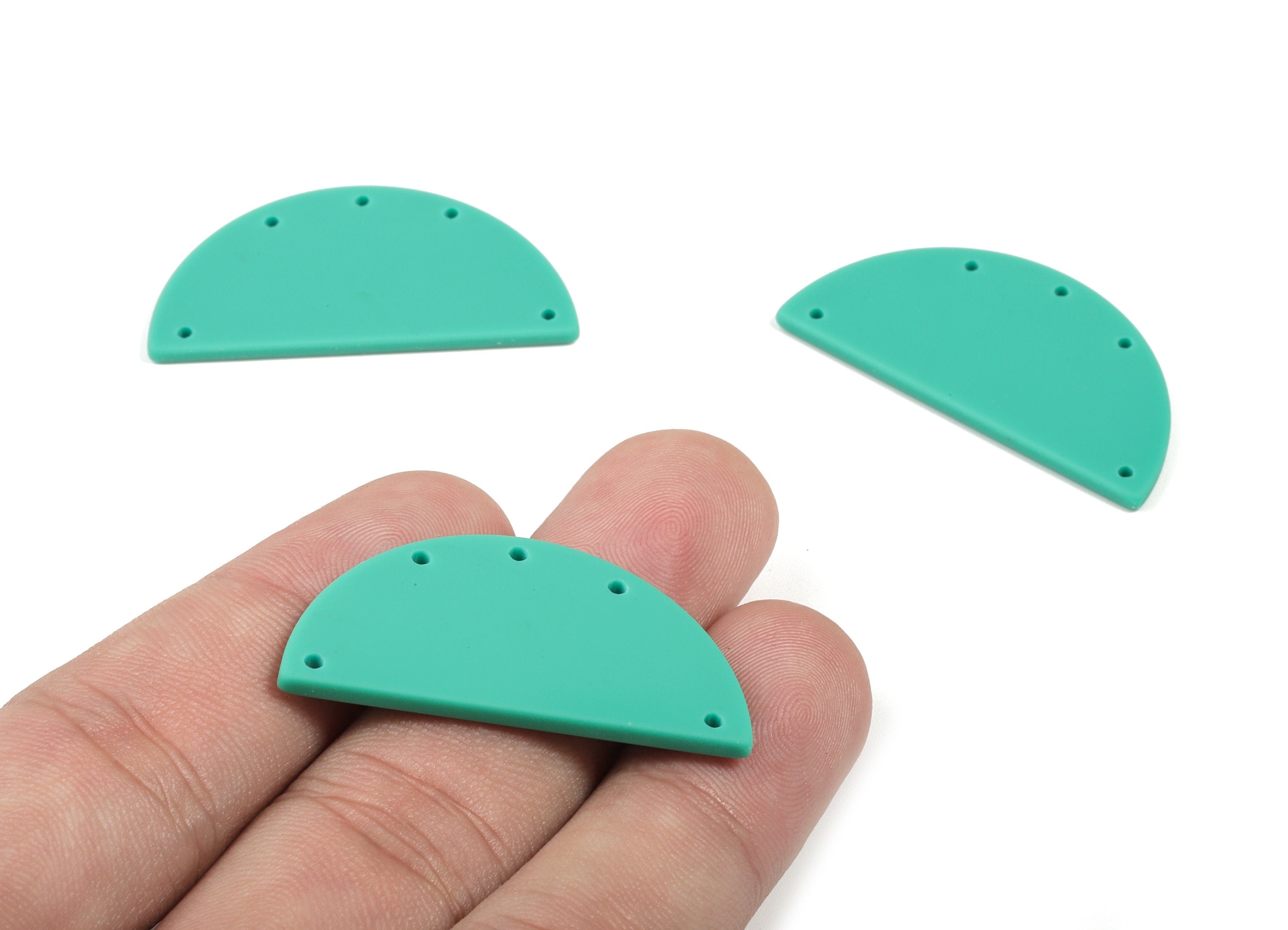 Acrylic Semi Circle Earring Connector - Matte Half Moon Charms - 5 Holes - Jewelry Supplies - Color Code:A478 - 37.55x18.7x2.21mm - AC1879D - DOMEDBAZAAR