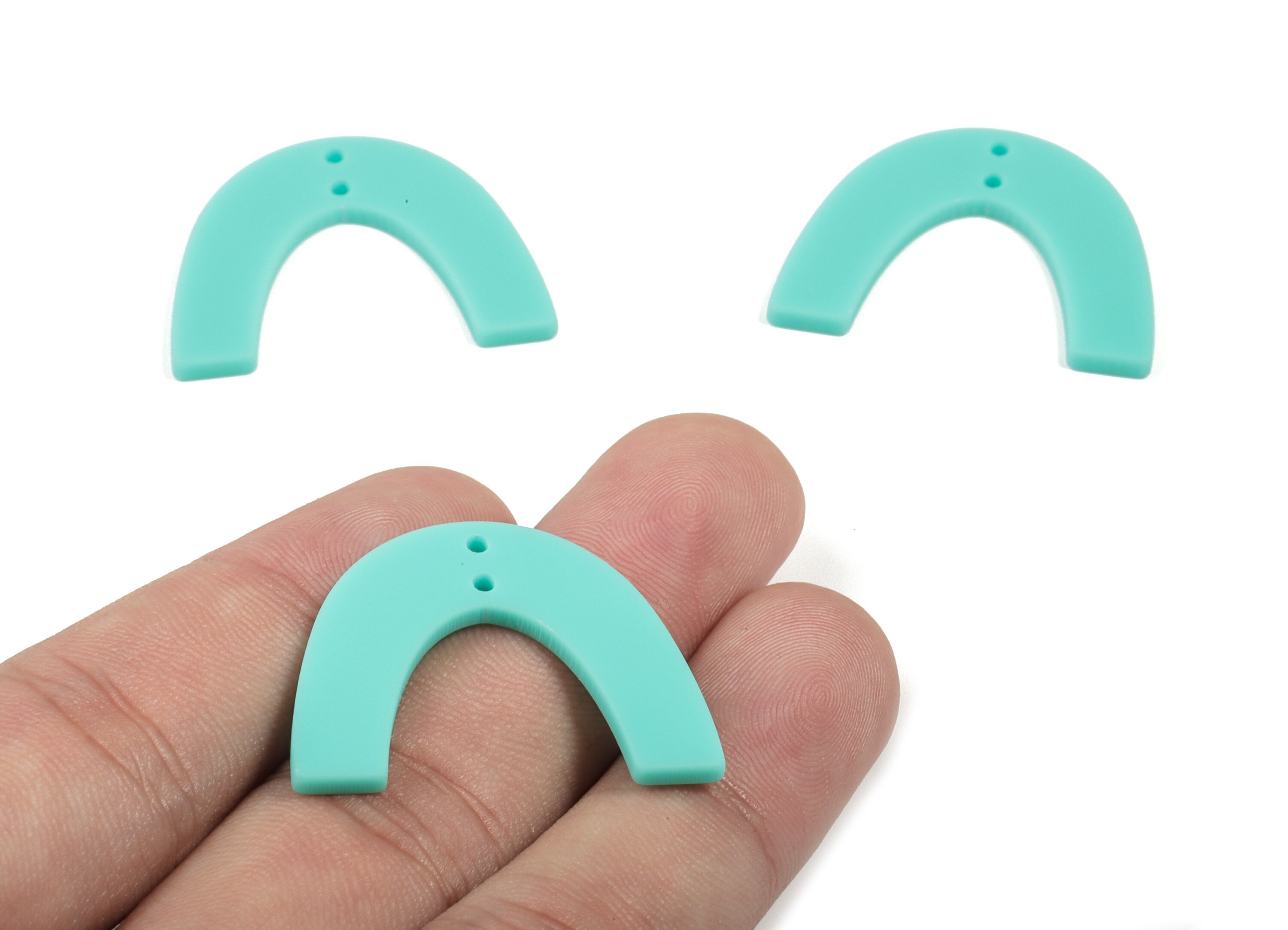 Acrylic U Earring Connector - Matte Geometric Earring Charms - 2 Holes - Jewelry Supplies - Color Code:A467 - 31.97x24.07x2.12mm - AC1885C - DOMEDBAZAAR