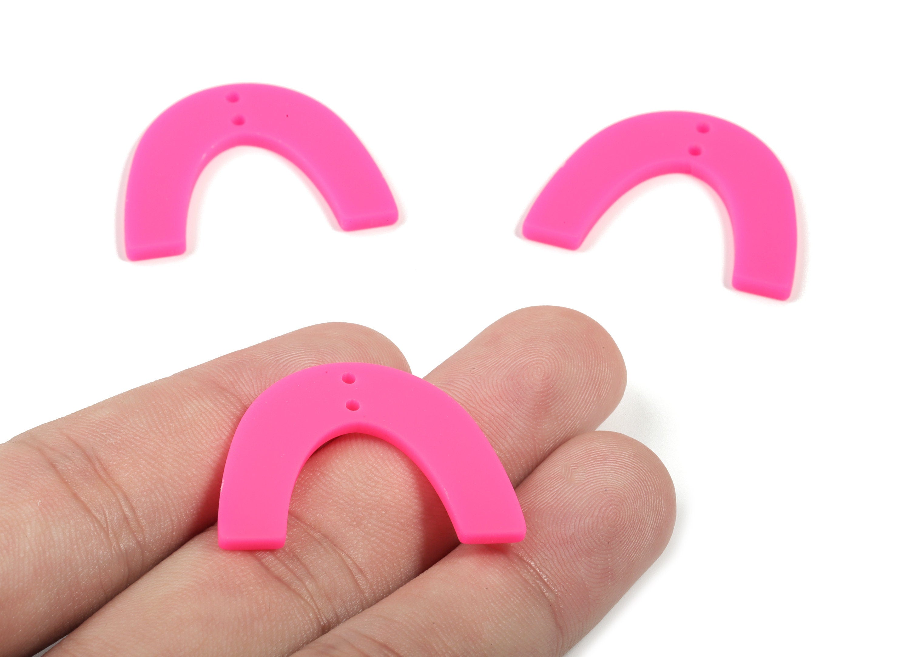 Acrylic U Earring Connector - Matte Geometric Earring Charms - 2 Holes - Jewelry Supplies - Color Code:A472 - 31.97x24.07x2.12mm - AC1885D - DOMEDBAZAAR