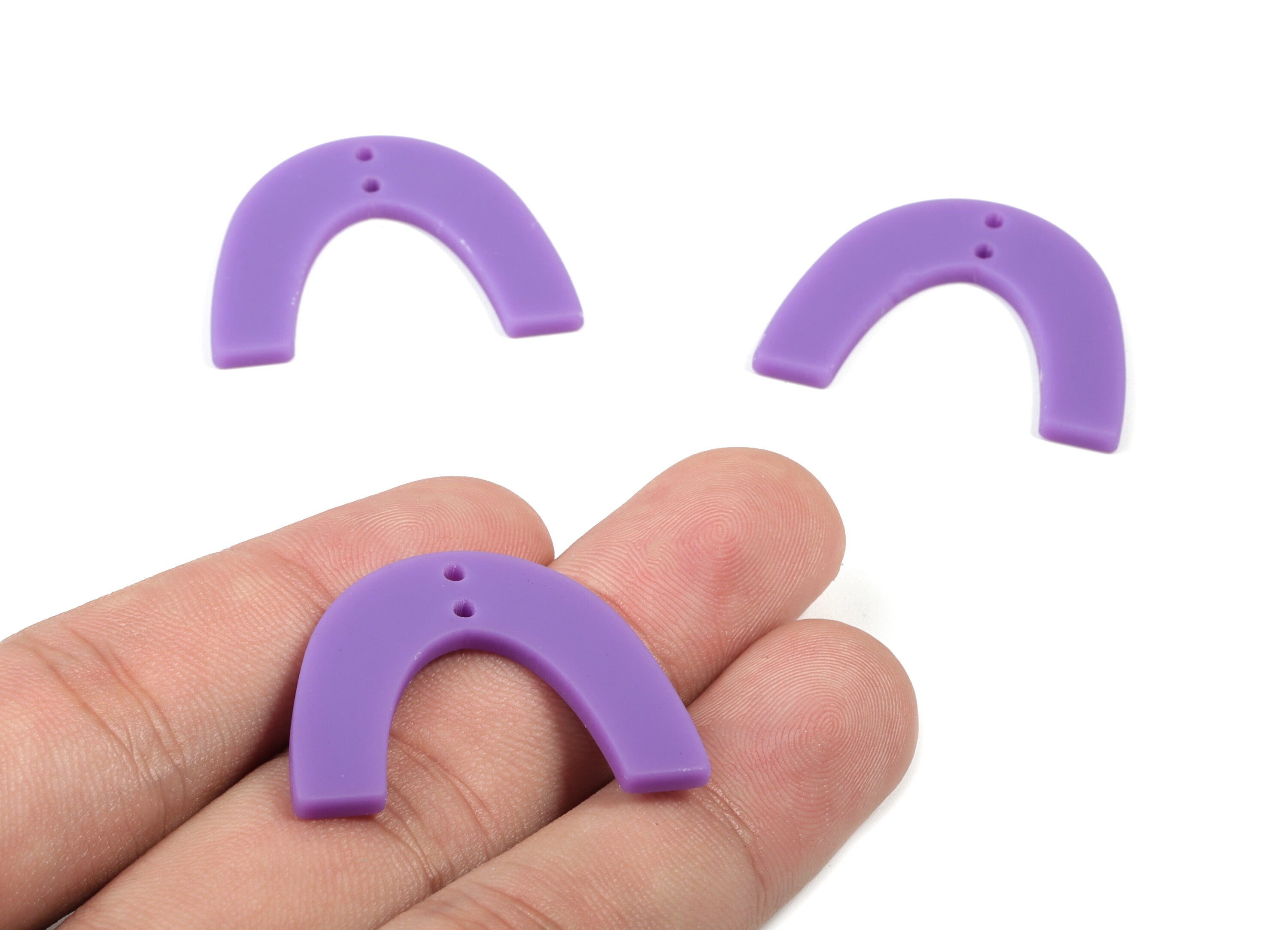 Acrylic U Earring Connector - Matte Geometric Earring Charms - 2 Holes - Jewelry Supplies - Color Code:A475 - 31.97x24.07x2.12mm - AC1885F - DOMEDBAZAAR