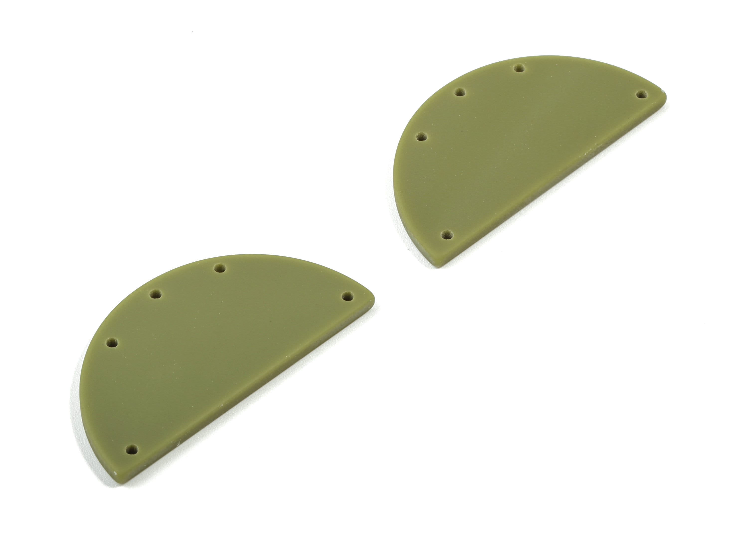 Acrylic Semi Circle Earring Connector - Matte Half Moon Charms - 5 Holes - Jewelry Supplies - Color Code:A476 - 37.55x18.7x2.21mm - AC1879B - DOMEDBAZAAR