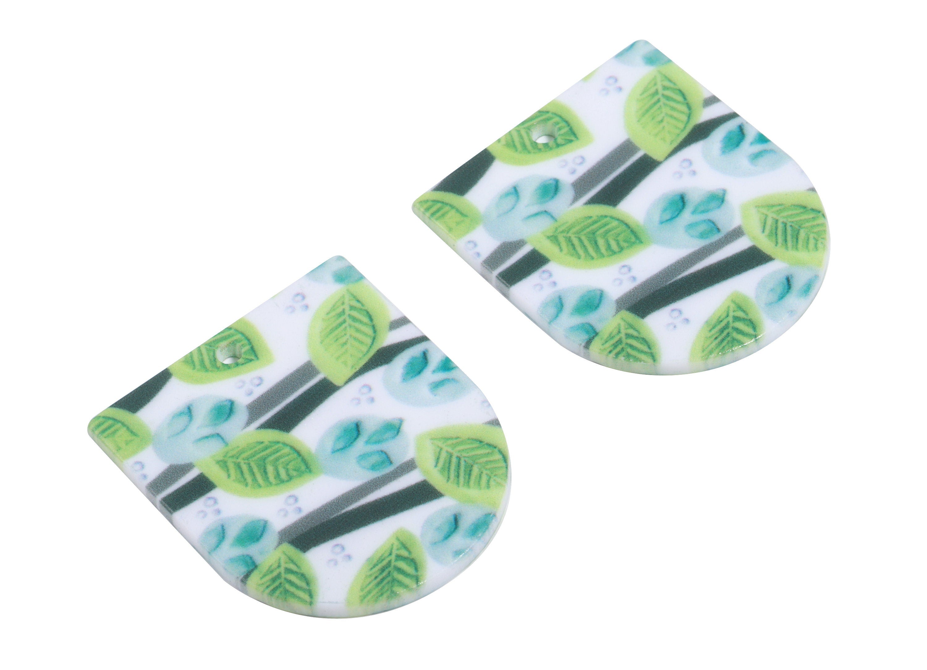 Acrylic D Earring Charms - Printing Semi Circle Acrylic Pendant - Jewelry Supplies - Color Code: B10 - 35.11x29.82x2.58mm - AC1929-B10 - DOMEDBAZAAR