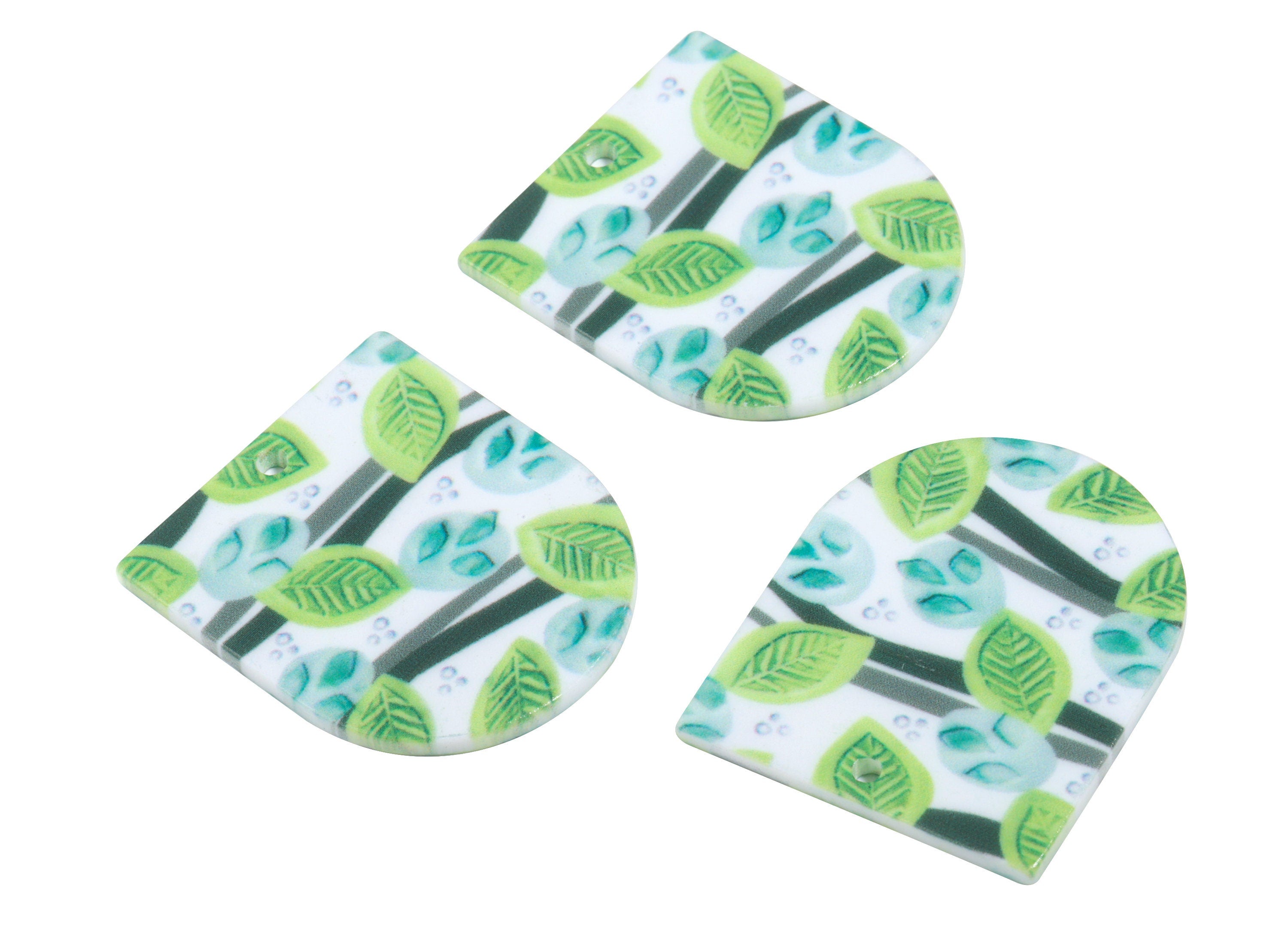 Acrylic D Earring Charms - Printing Semi Circle Acrylic Pendant - Jewelry Supplies - Color Code: B10 - 35.11x29.82x2.58mm - AC1929-B10 - DOMEDBAZAAR