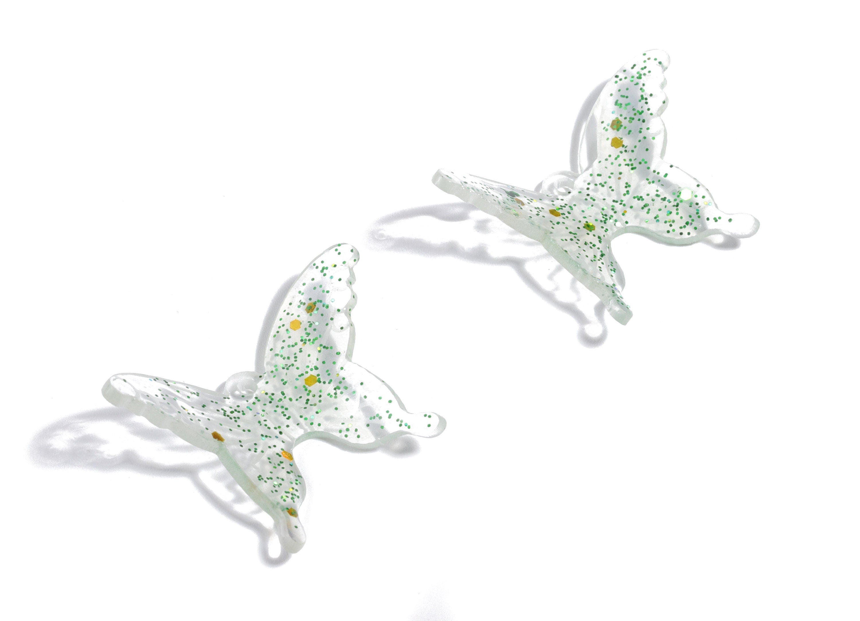 Acrylic Butterfly Earring Charms - Green Butterfly Pendant - Earring Findings - Jewelry Supplies - 31.22x22.21x2.49mm - AC1919A - DOMEDBAZAAR