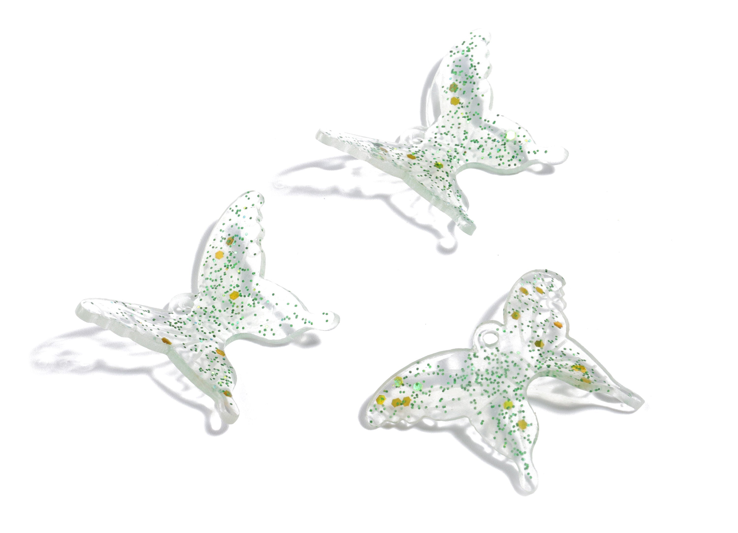 Acrylic Butterfly Earring Charms - Green Butterfly Pendant - Earring Findings - Jewelry Supplies - 31.22x22.21x2.49mm - AC1919A - DOMEDBAZAAR