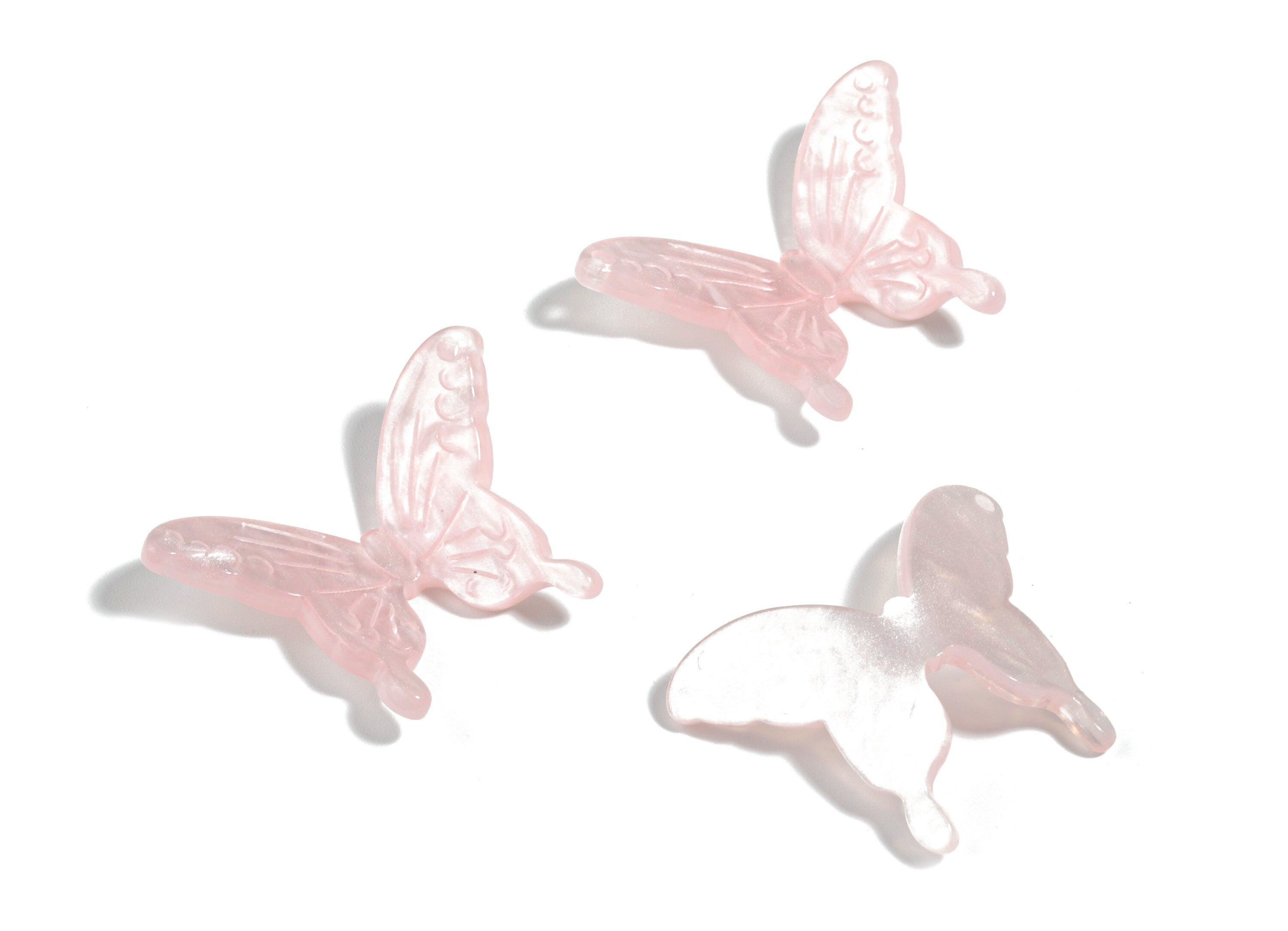 Acrylic Butterfly Earring Charms - Pink Butterfly Pendant - Earring Findings - Jewelry Supplies - 32.01x22.79x2.52mm - AC1920A - DOMEDBAZAAR