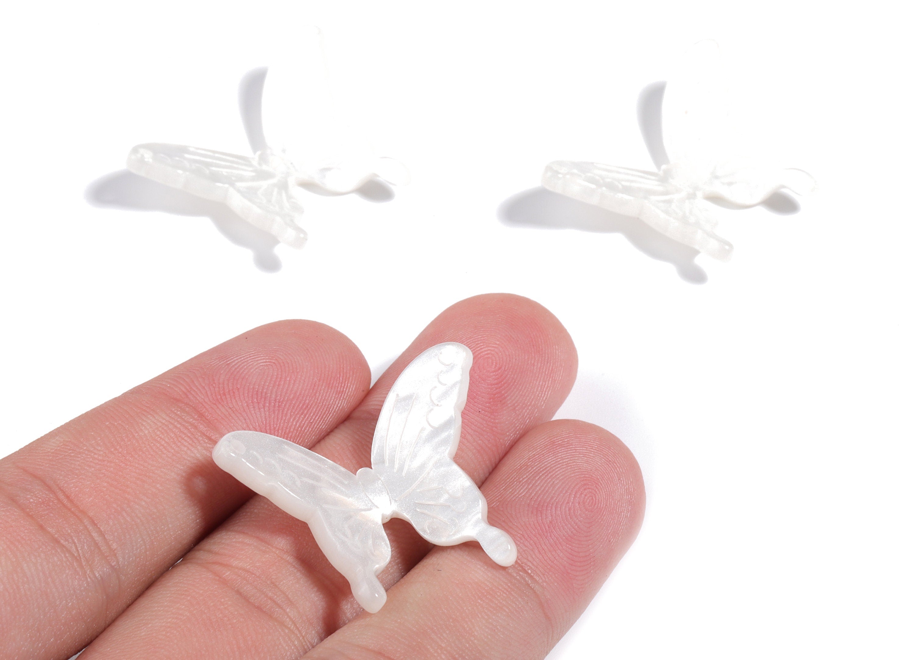 Acrylic Butterfly Earring Charms - White Butterfly Pendant - Earring Findings - Jewellery Supplies - 32.01x22.79x2.52mm - AC1920B - DOMEDBAZAAR