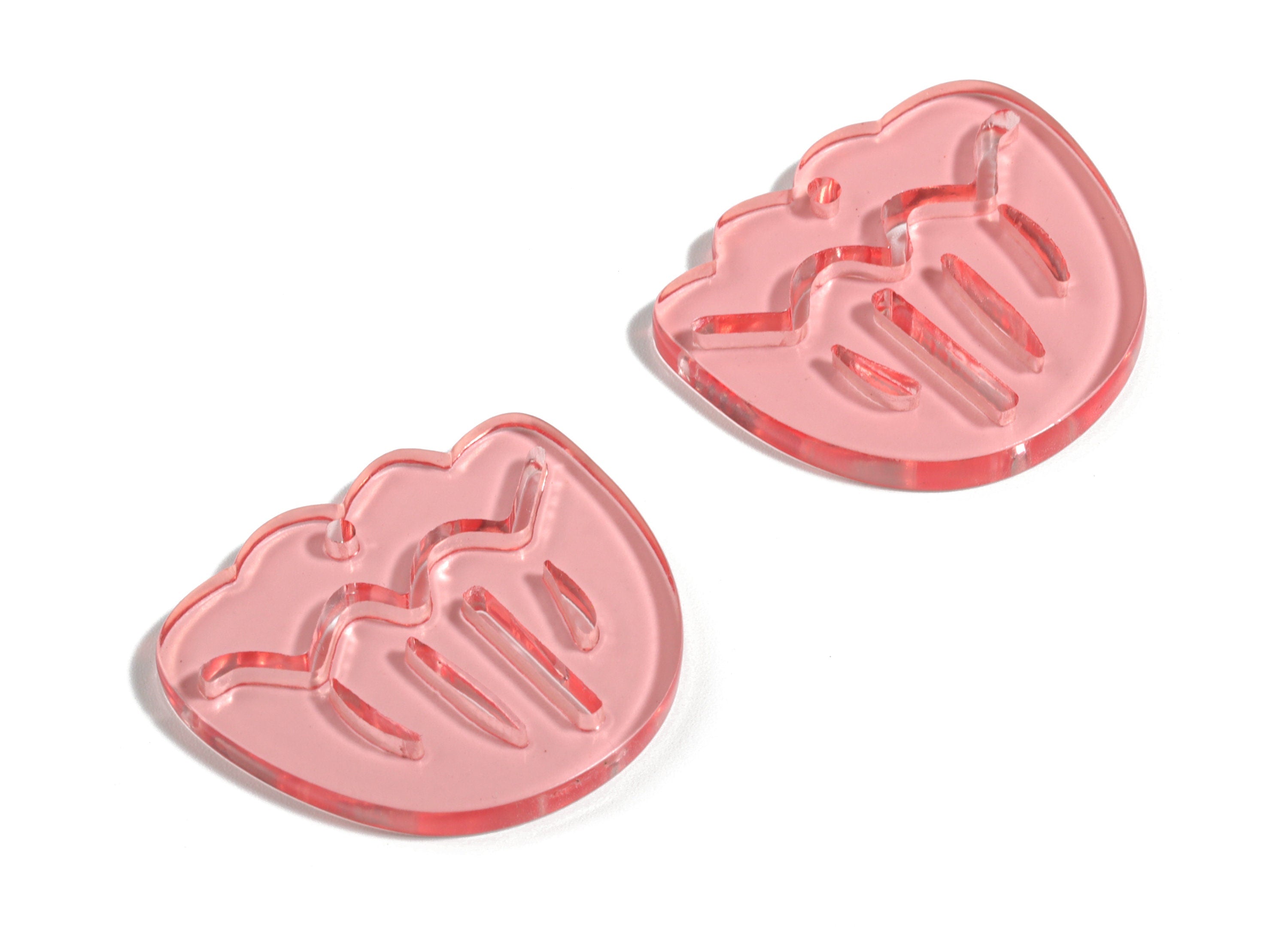 Acrylic Geometric Earring Charm - Pink Wavy Earrings - Earring Findings - Jewelry Supplies - Color Code:A465 - 28.86x24.37x2.88mm - AC1922A - DOMEDBAZAAR