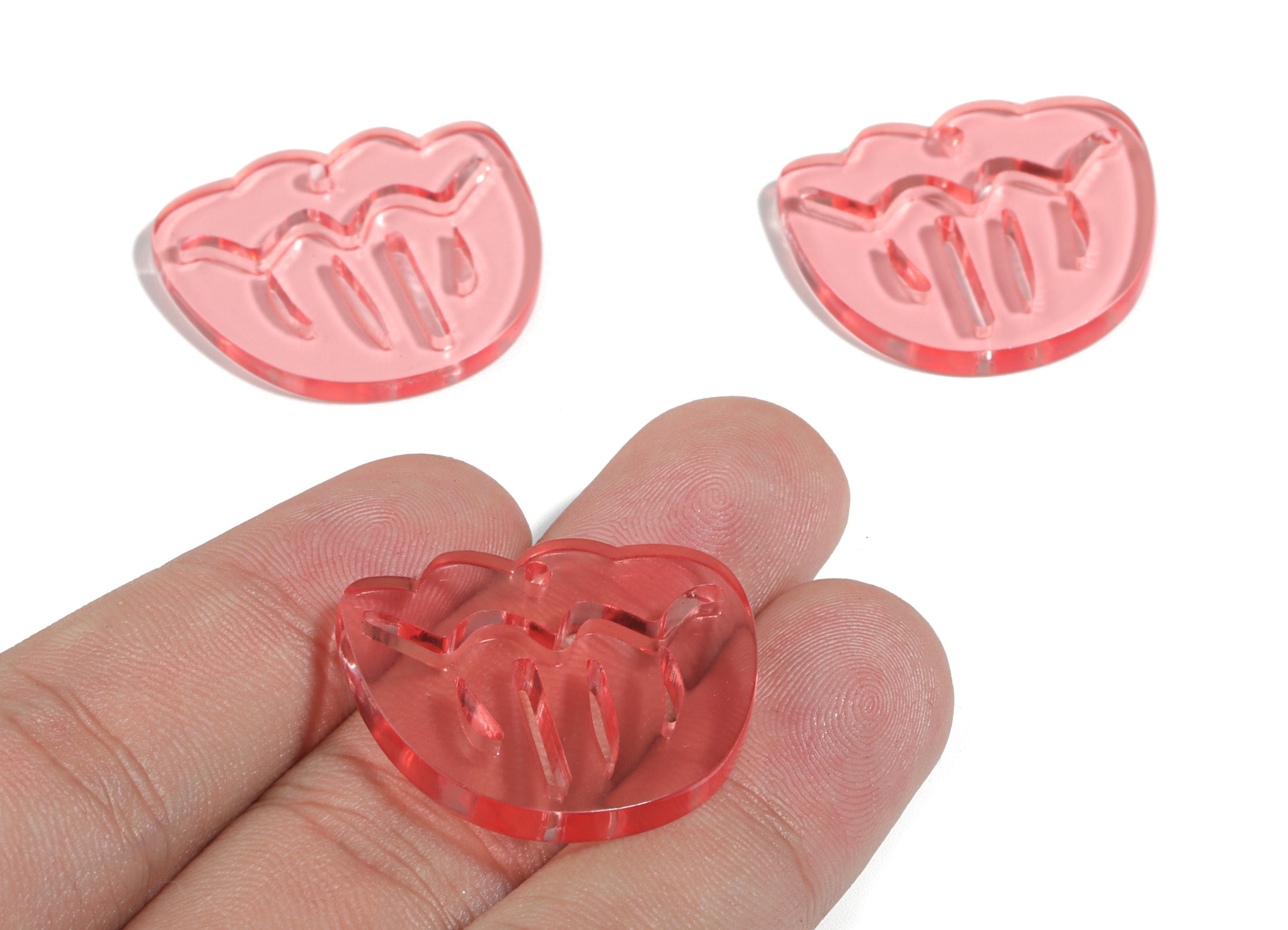 Acrylic Geometric Earring Charm - Pink Wavy Earrings - Earring Findings - Jewelry Supplies - Color Code:A465 - 28.86x24.37x2.88mm - AC1922A - DOMEDBAZAAR