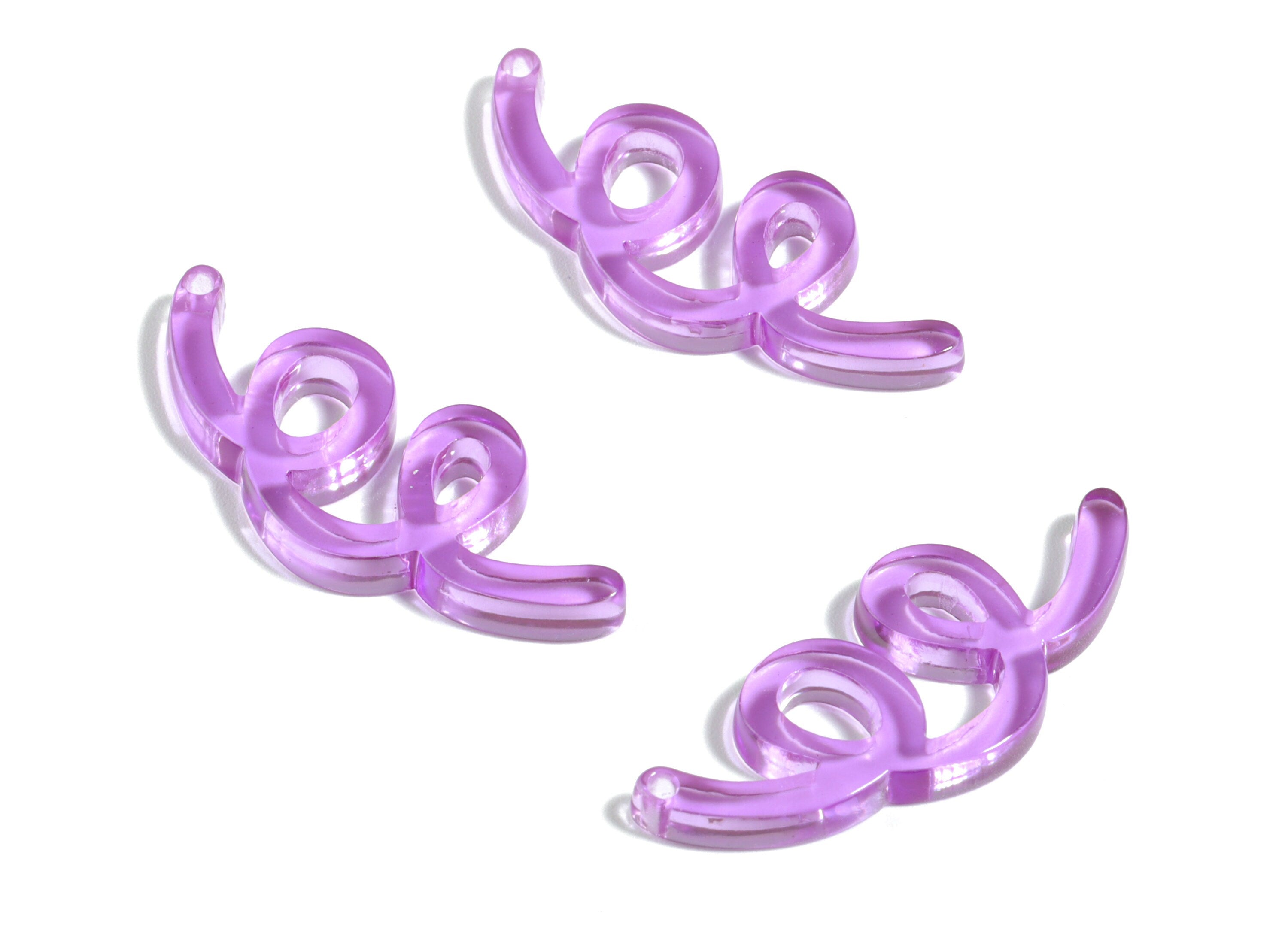 Acrylic Wavy Earring Connector - Purple Knot Earring Charms - Jewelry Supplies - Color Code:A480 - 31.76x13.04x2.86mm - AC1924A - DOMEDBAZAAR