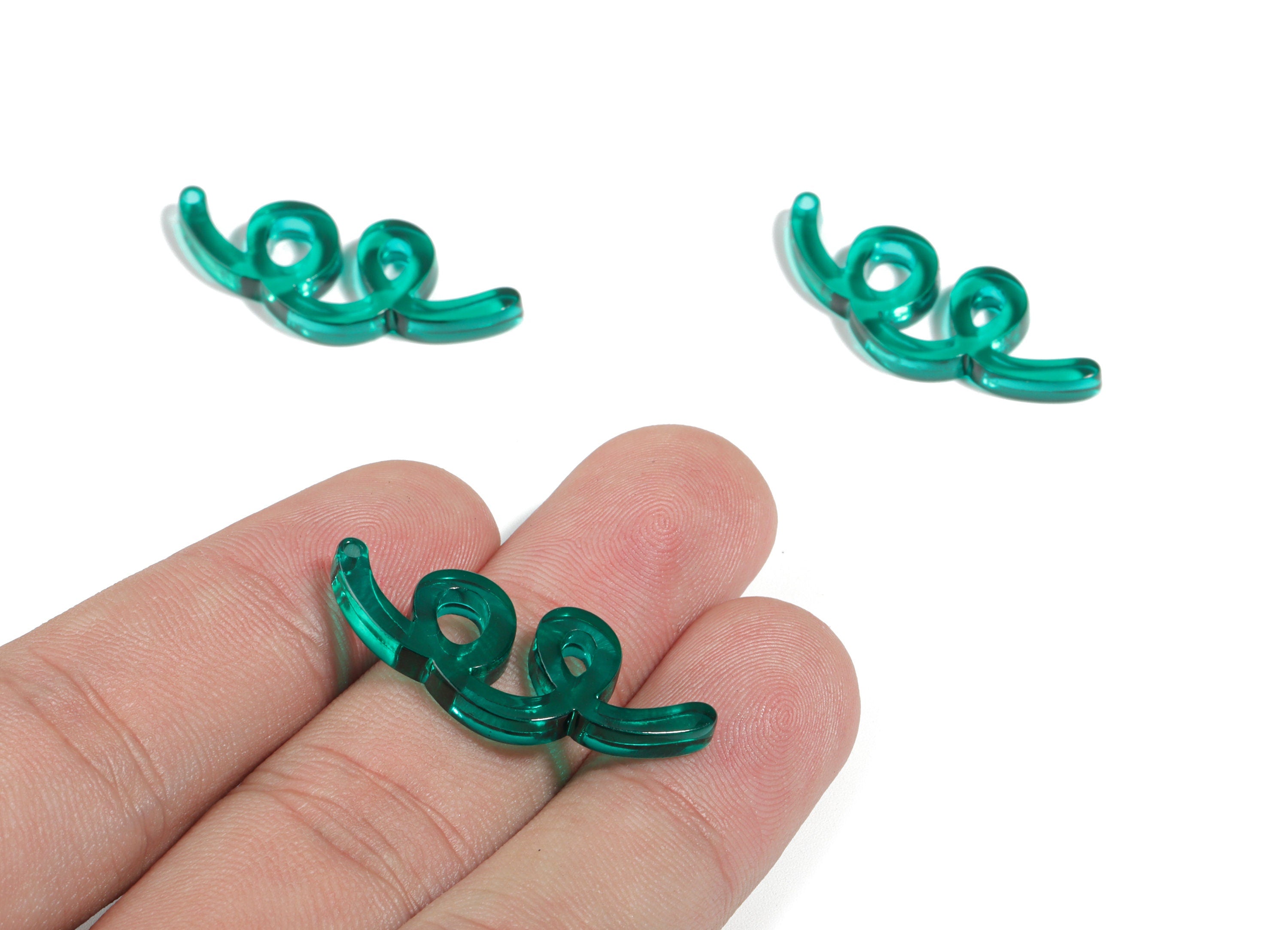 Acrylic Wavy Earring Connector - Green Knot Earring Charms - Jewelry Supplies - Color Code:A463 - 31.76x13.04x2.86mm - AC1924D - DOMEDBAZAAR