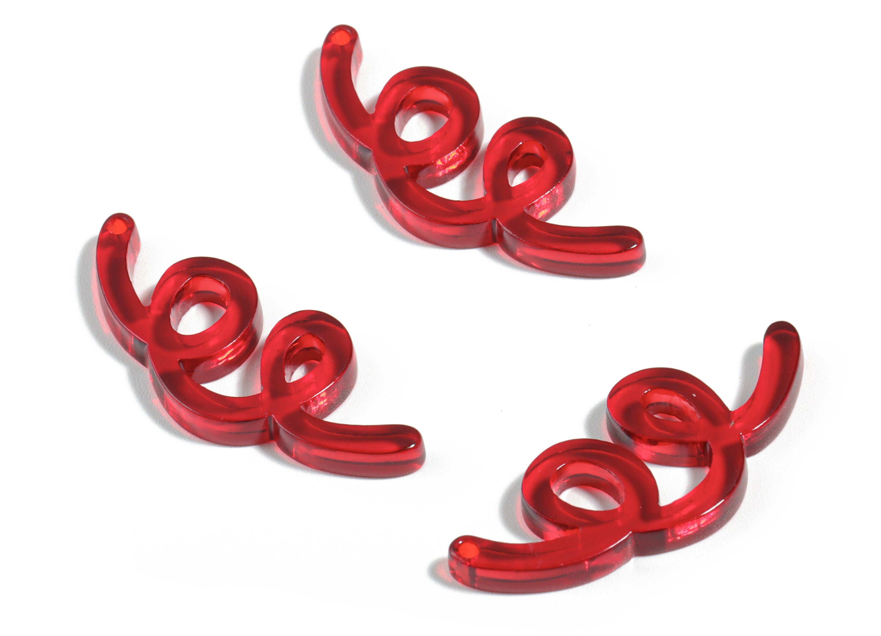 Acrylic Wavy Earring Connector - Red Knot Earring Charms - Jewelry Supplies - Color Code:A479 - 31.76x13.04x2.86mm - AC1924E - DOMEDBAZAAR