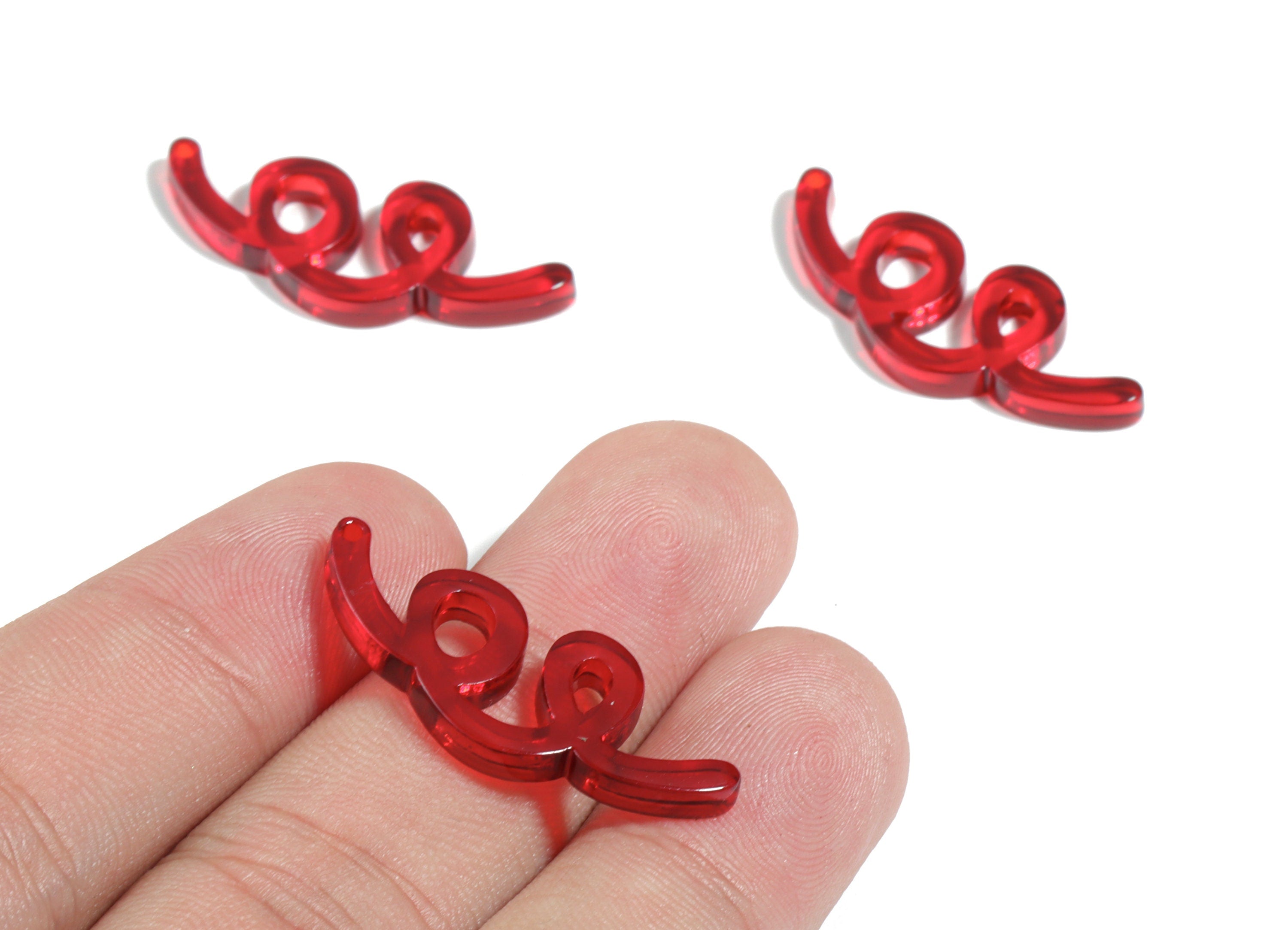 Acrylic Wavy Earring Connector - Red Knot Earring Charms - Jewelry Supplies - Color Code:A479 - 31.76x13.04x2.86mm - AC1924E - DOMEDBAZAAR
