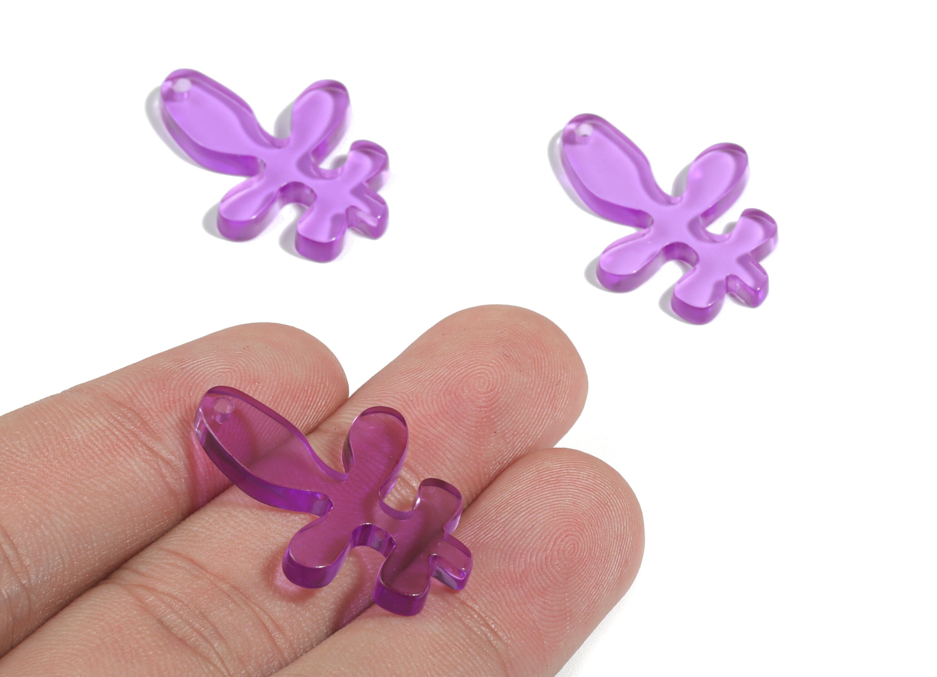 Acrylic Splash Earring Charms - Purple Splash Charm - Earring Findings - Jewelry Supplies - Color Code:A480 - 29.79x22.05x3.03mm - AC1925A - DOMEDBAZAAR
