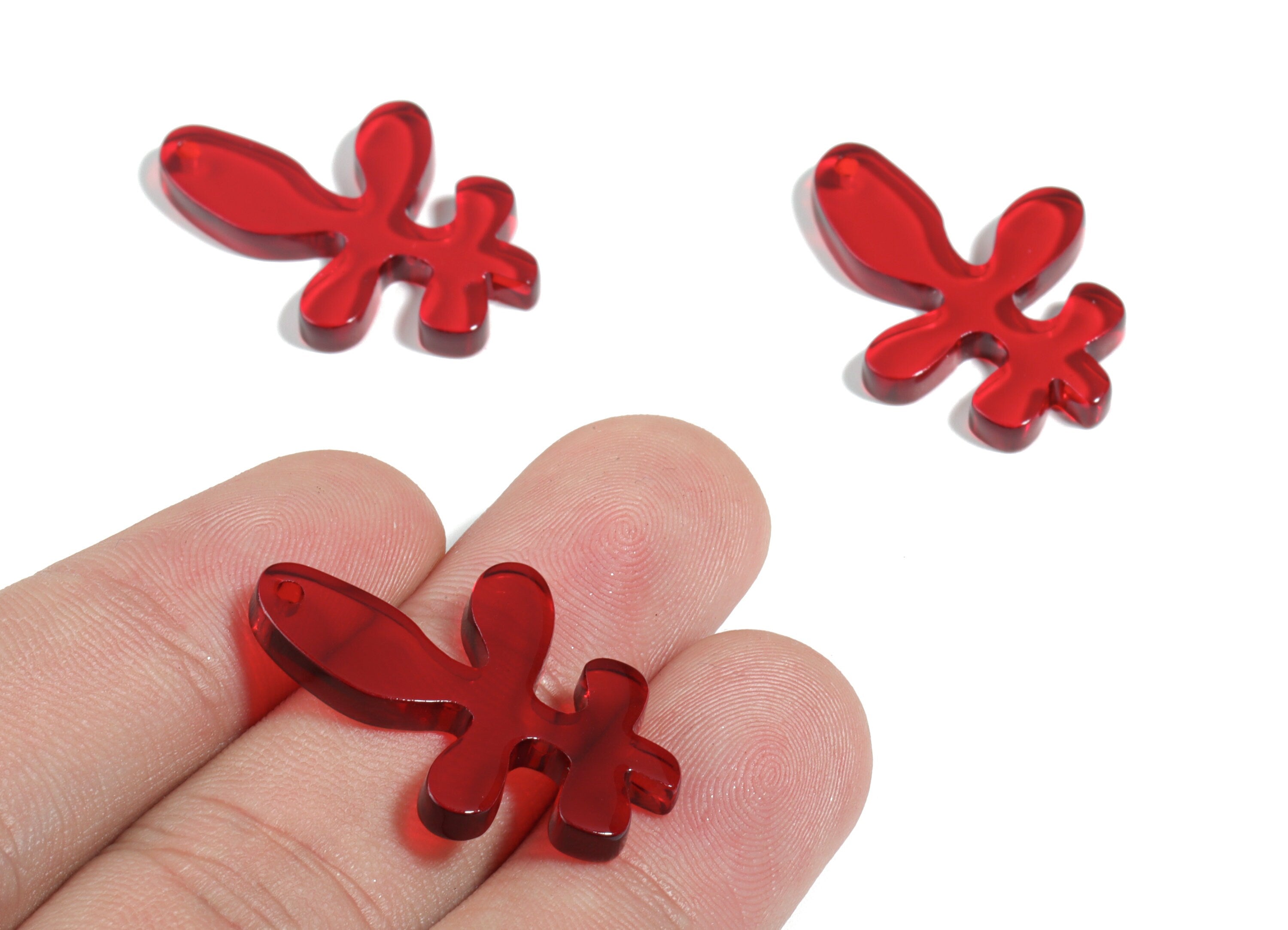 Acrylic Splash Earring Charms - Red Splash Charm - Earring Findings - Jewelry Supplies - Color Code:A479 - 29.79x22.05x3.03mm - AC1925B - DOMEDBAZAAR