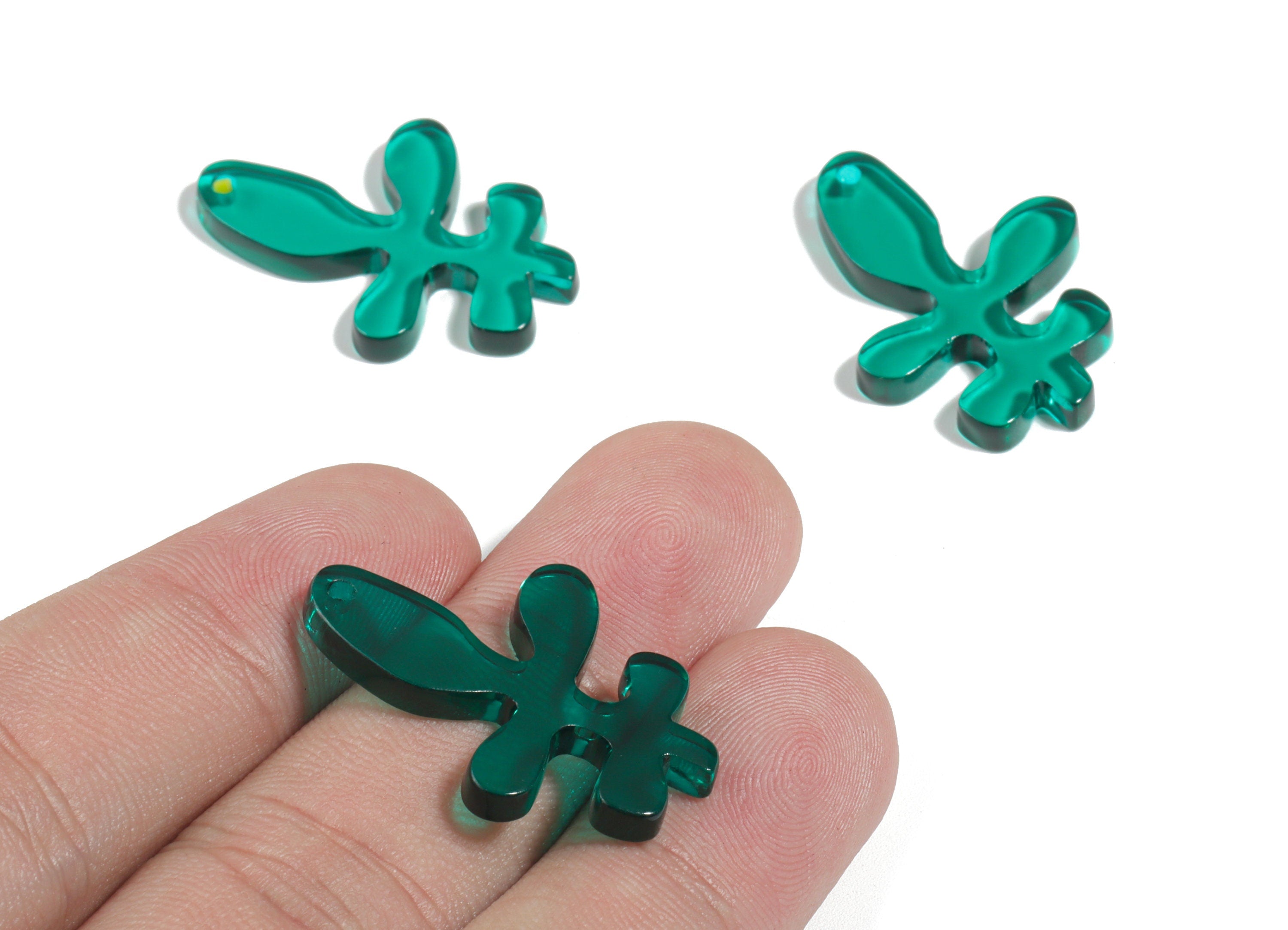 Acrylic Splash Earring Charms - Green Splash Charm - Earring Findings - Jewelry Supplies - Color Code:A463 - 29.79x22.05x3.03mm - AC1925D - DOMEDBAZAAR